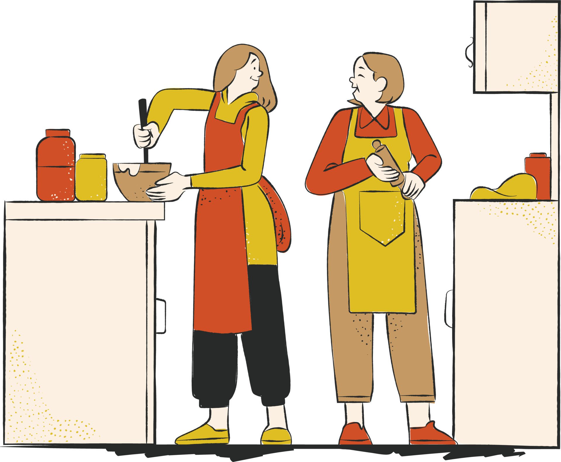 person in the kitchen. Woman and man cooking in the kitchen. Vector illustration in flat style Free Vector