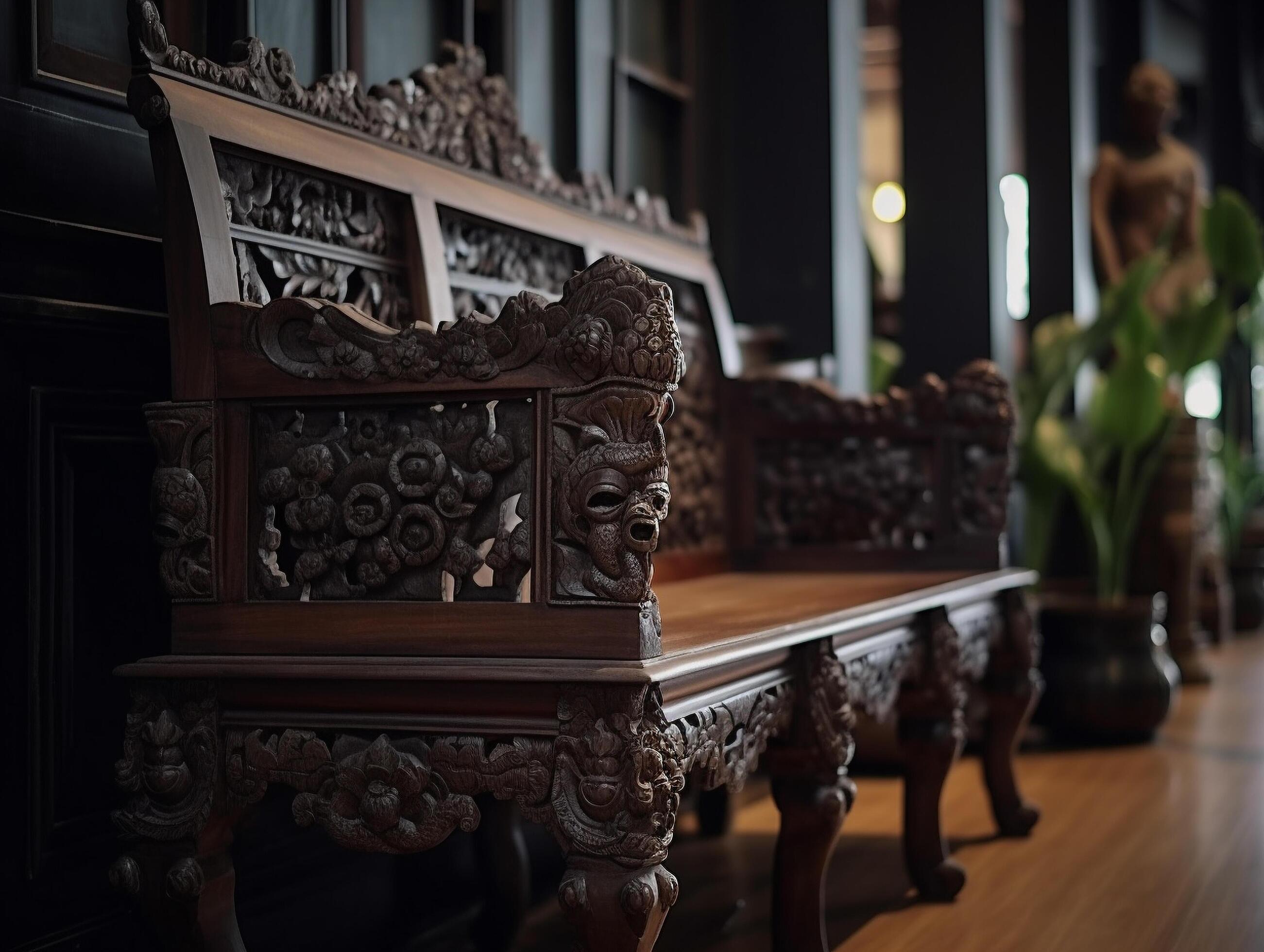 Indonesian Javanese furniture with classical ornaments Stock Free