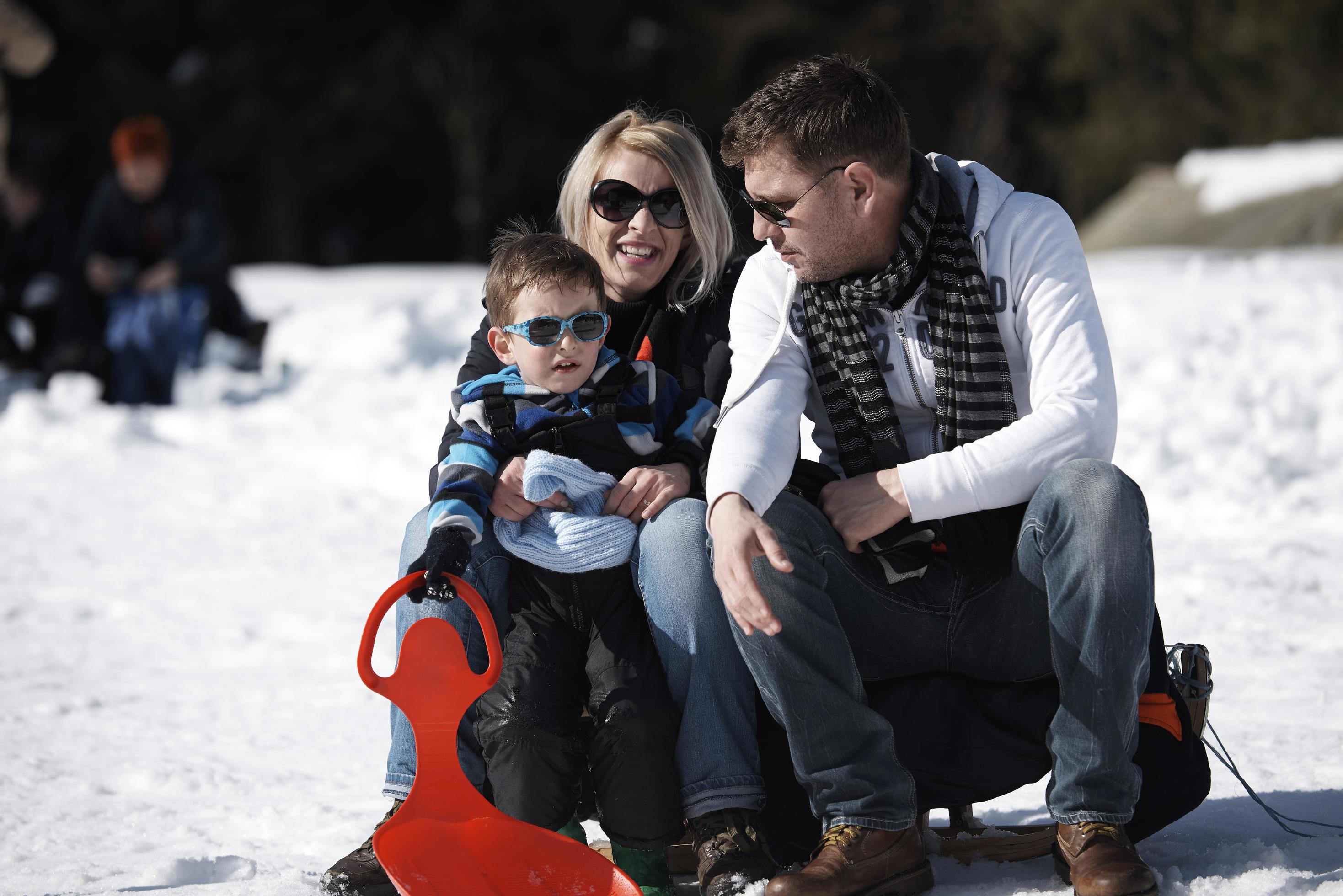 family portrait at beautiful winter day Stock Free