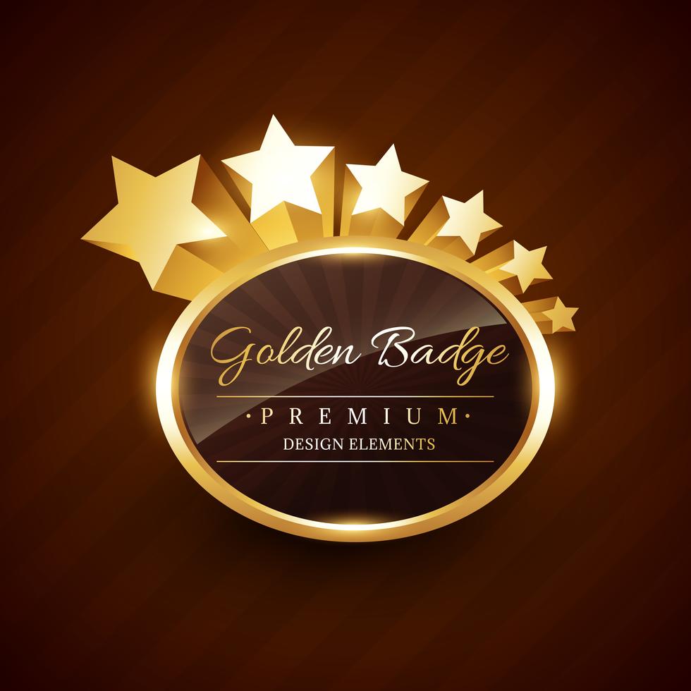 
									golden badge premium label with stars flowing Stock Free