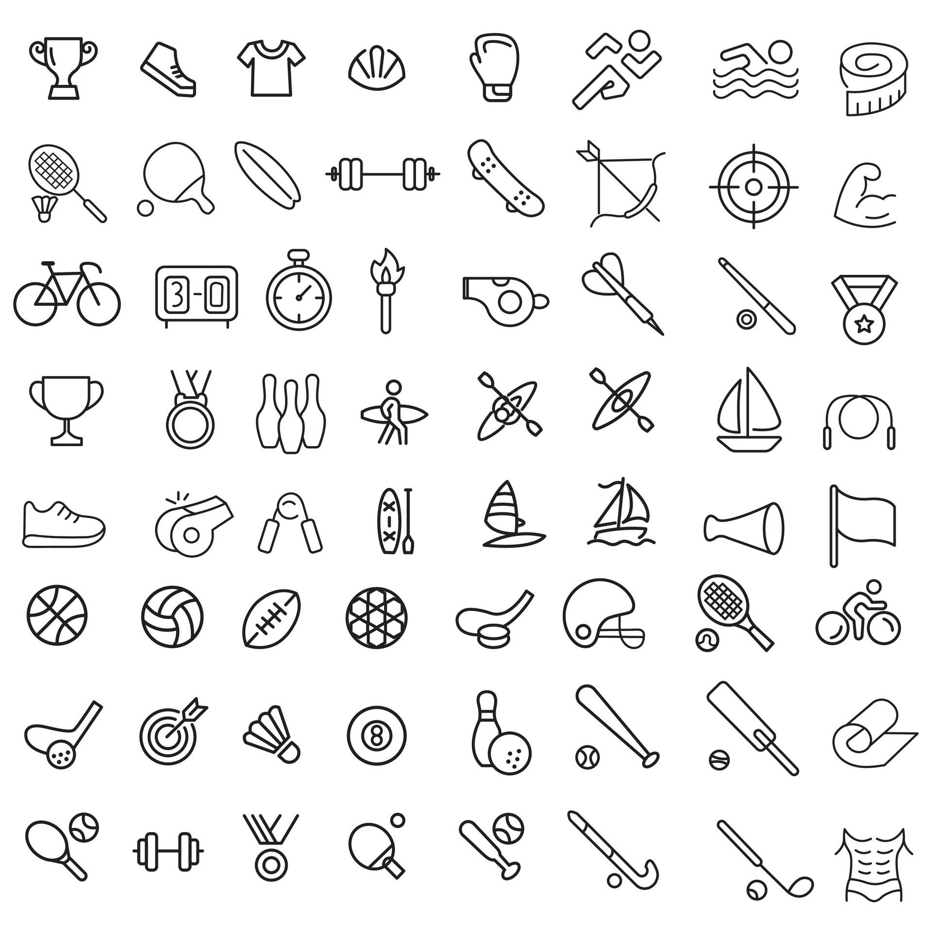 Sports icon set. Shapes Sports, Sports icon collection, Active lifestyle people and icon set, runners active lifestyle icons. Free Vector