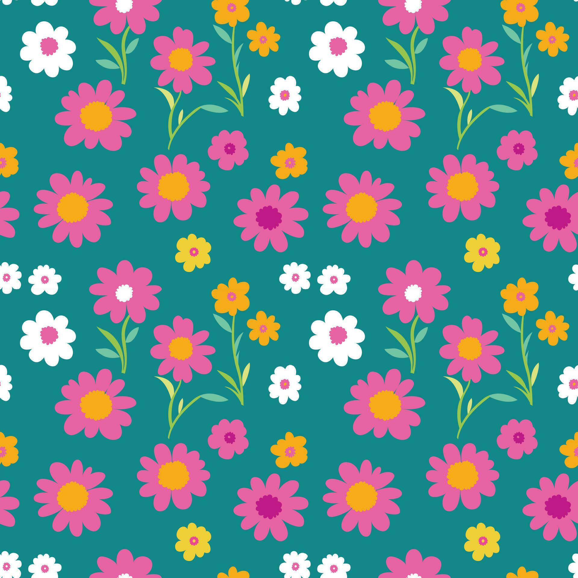 Flowers seamless pattern, vector template Stock Free