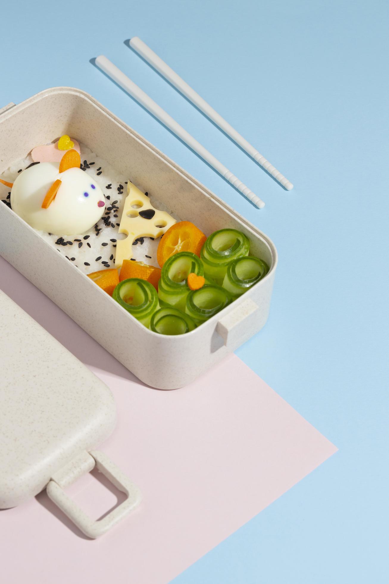 Top view composition food Japanese bento box Stock Free