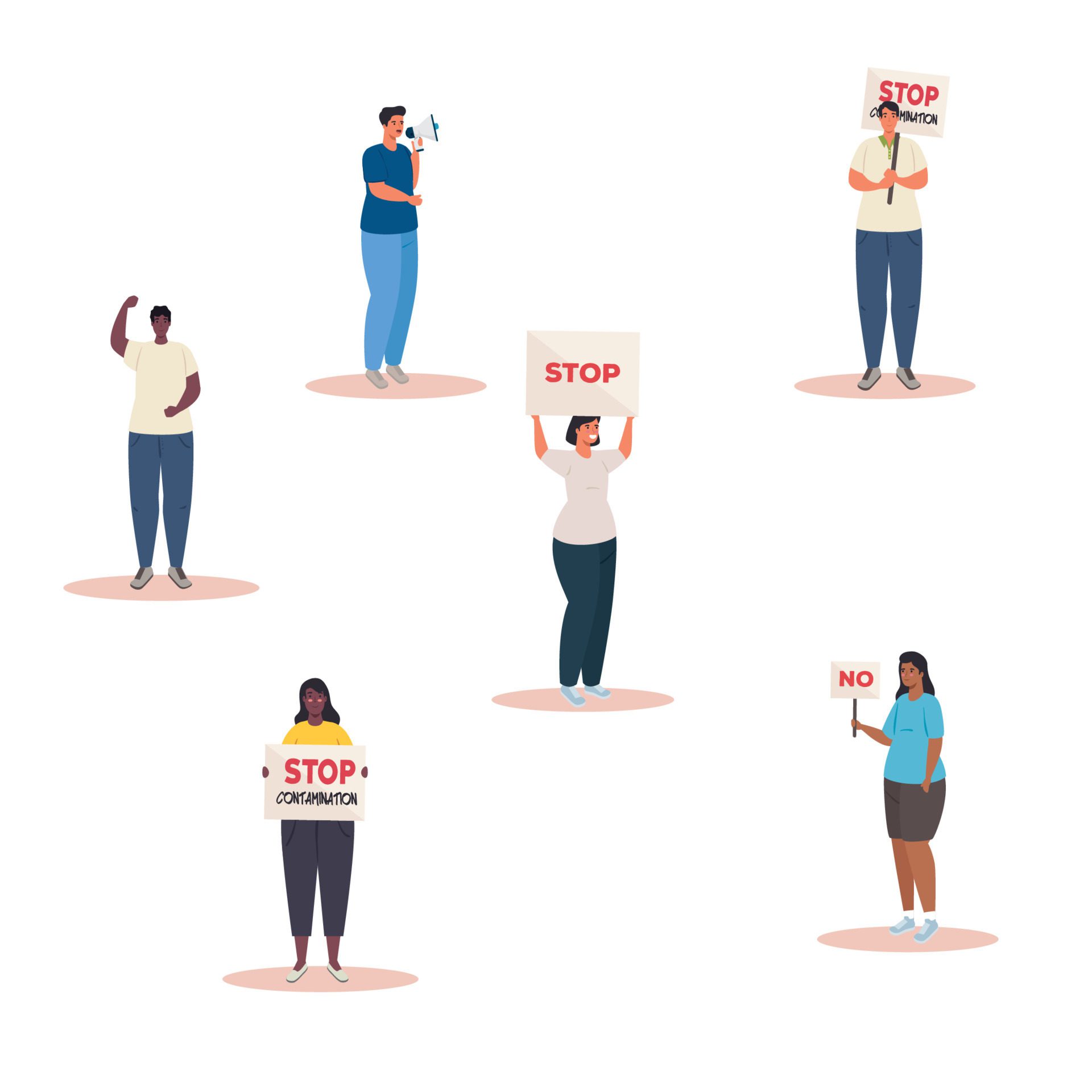 group people with protests placards, human right concept Free Vector