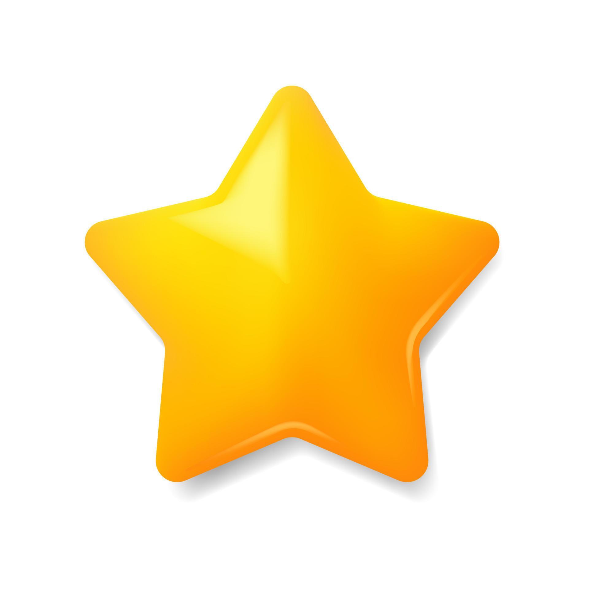 Vector illustration of realistic star shape with highlight and shadow. Suitable for design element of game, rating, and award achievement. 3D star icon. Stock Free