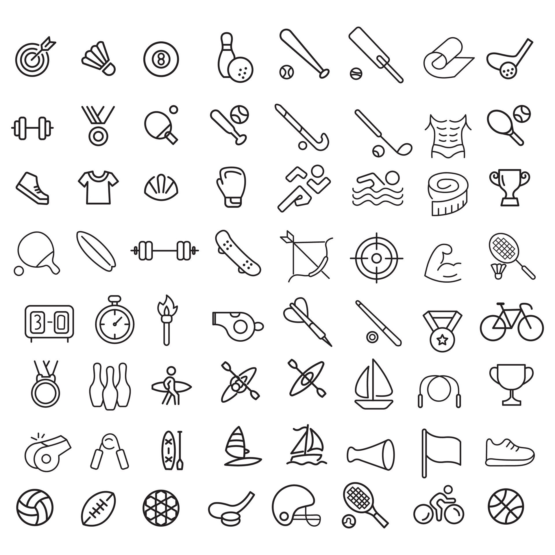 Sports icon set. Shapes Sports, Sports icon collection, Active lifestyle people and icon set, runners active lifestyle icons. Free Vector