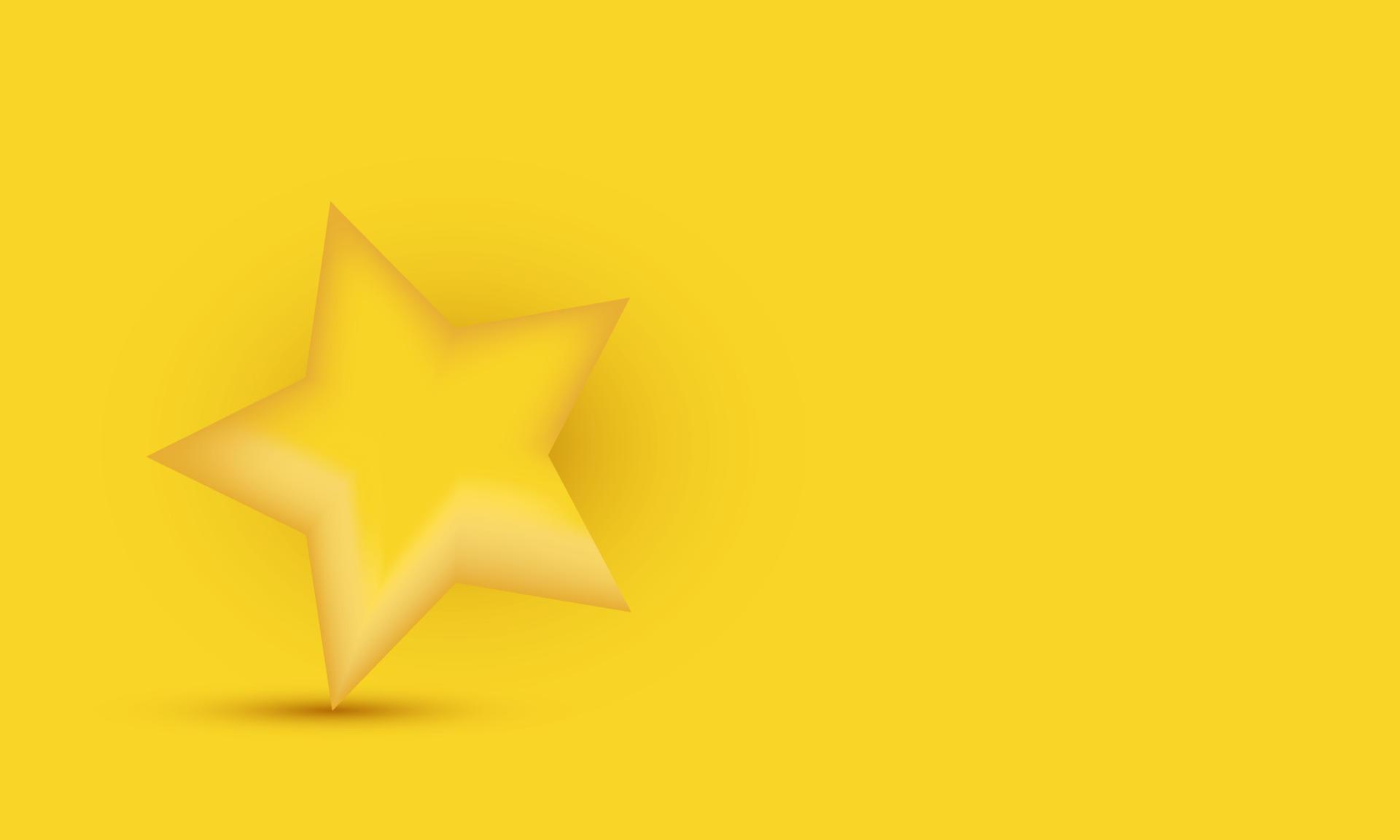 
									3d rendering star design icon vector concept isolated on yellow color Stock Free