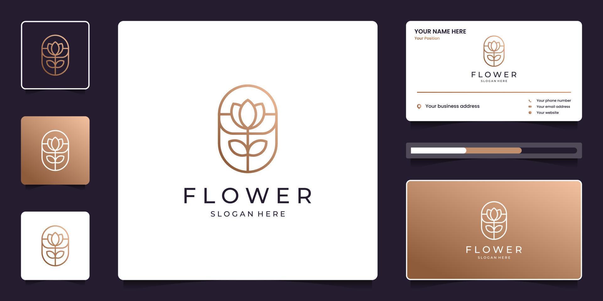 Minimalist elegant lotus flower logo design and business card Stock Free and Free SVG