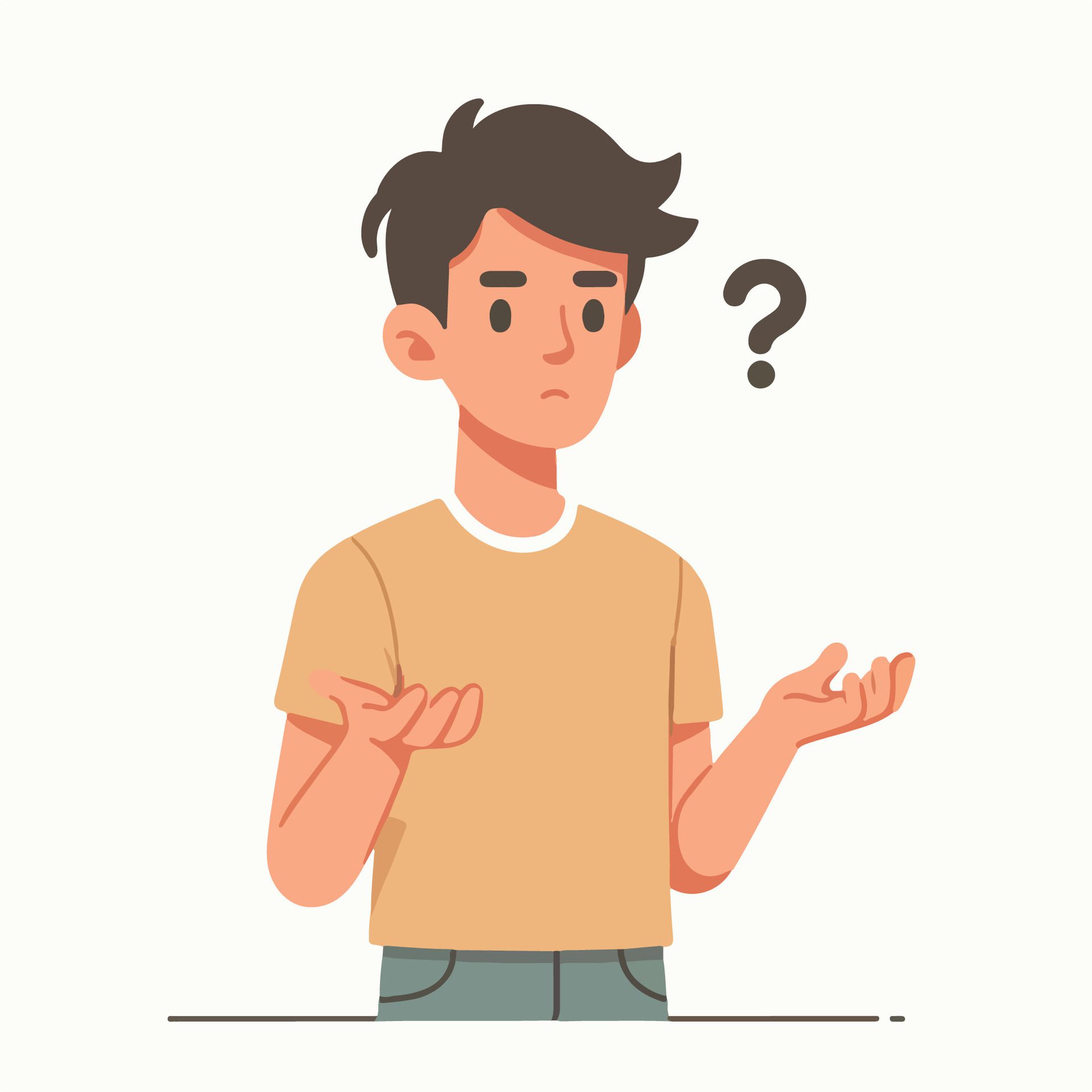 People have curious expressions and question marks are floating around their heads. flat design style vector illustration Free Vector