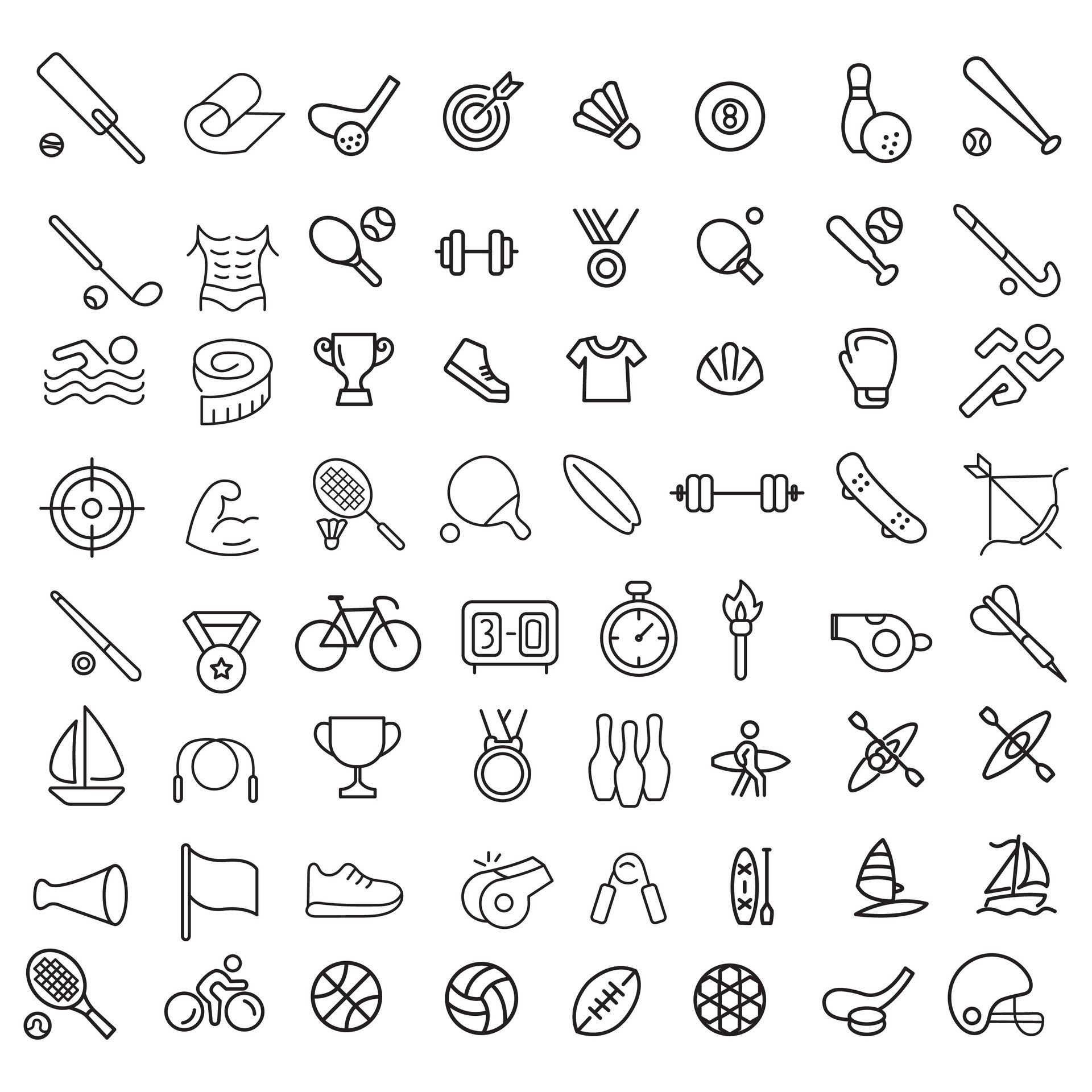 Sports icon set. Shapes Sports, Sports icon collection, Active lifestyle people and icon set, runners active lifestyle icons. Free Vector