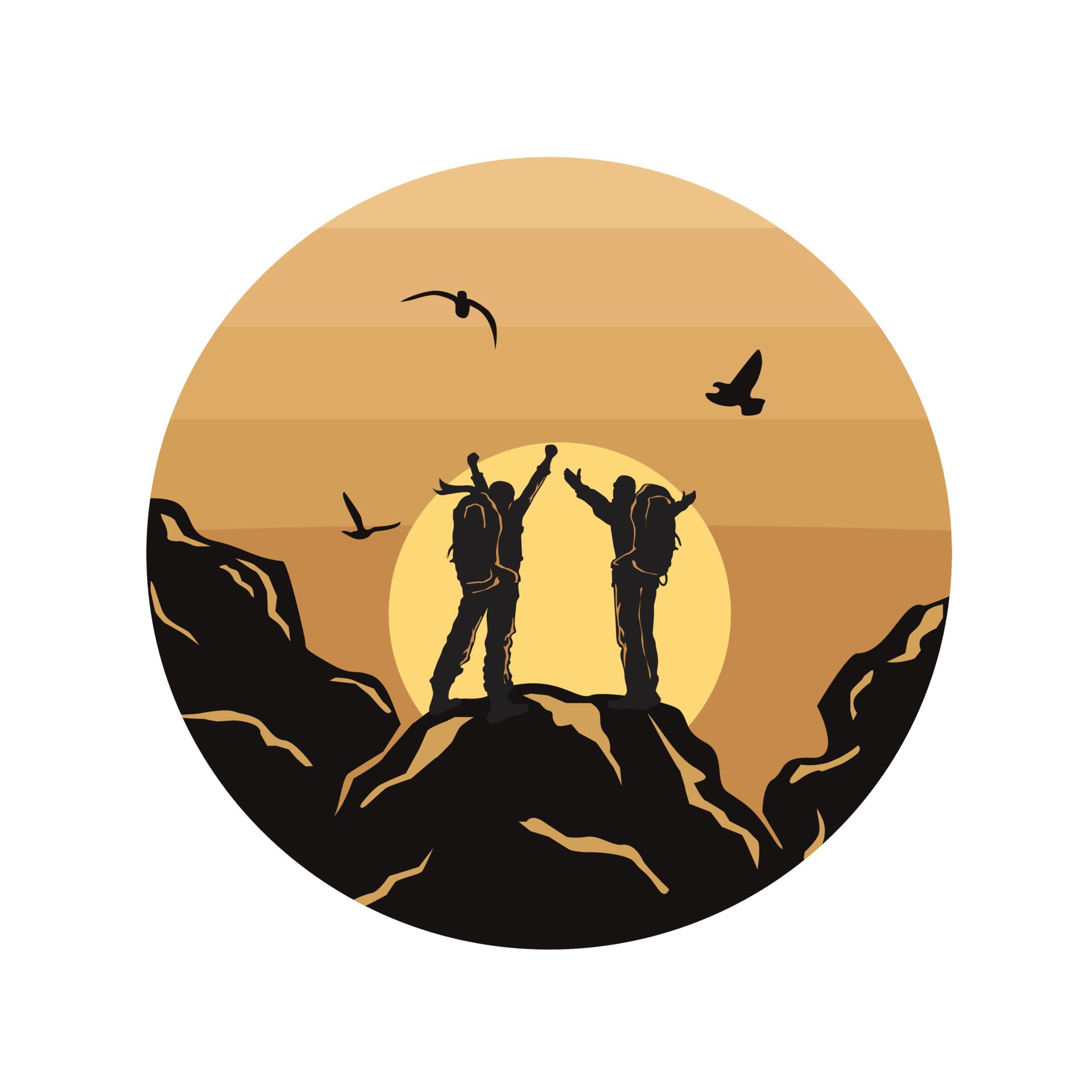 silhouette people hiking, people illustration, outdoor adventure . Vector graphic for t shirt and other uses. Free Vector