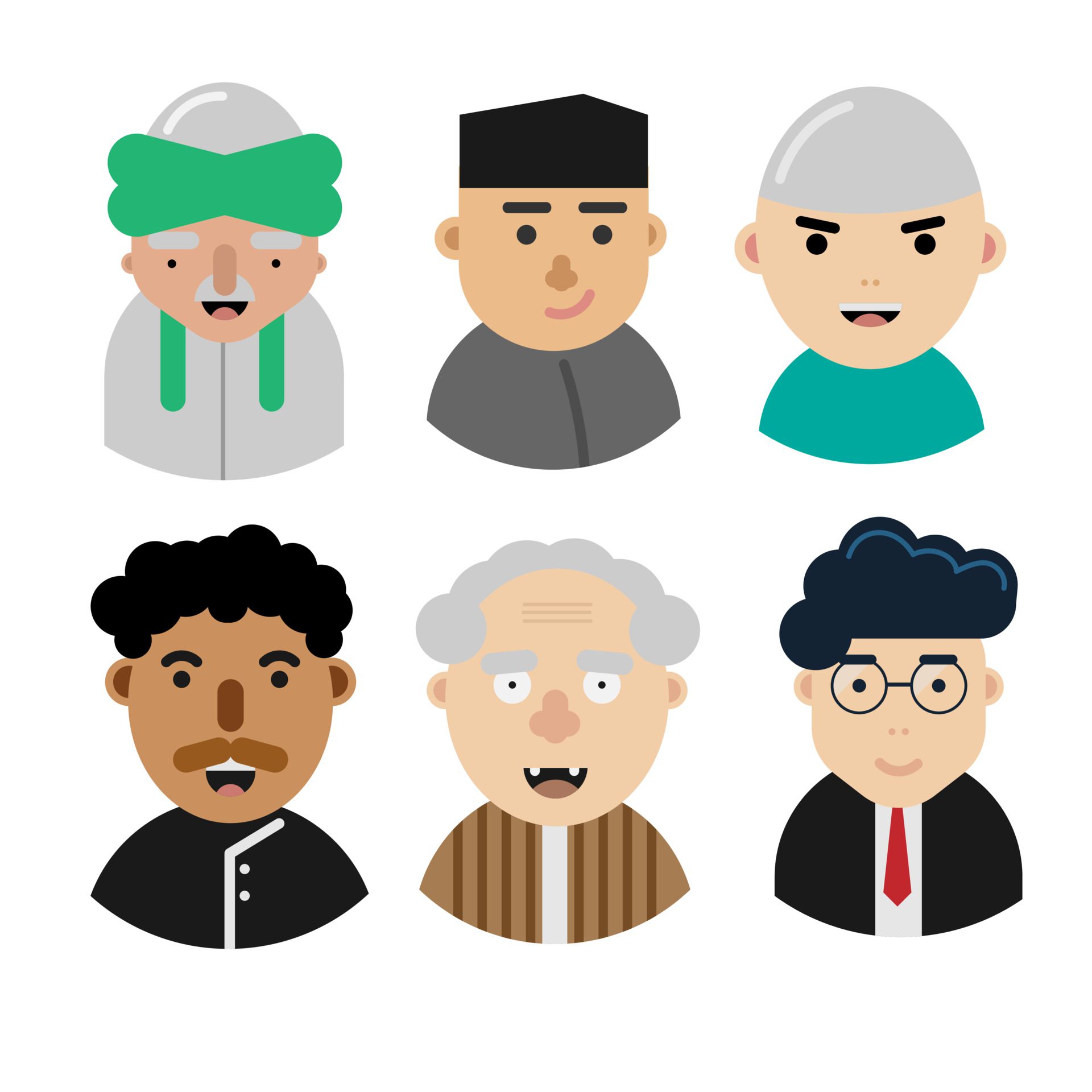 Flat vector character. Vector avatar with eyes. Happy smiling people. muslim character vector Free Vector