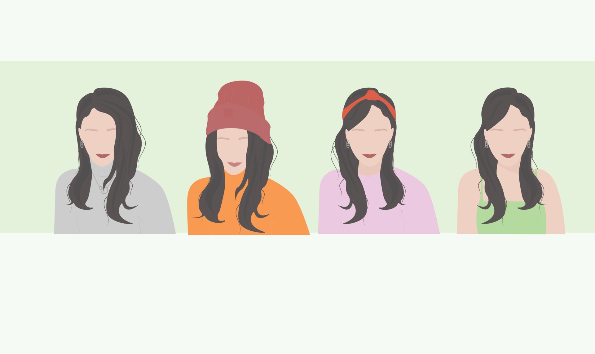 Female avatars in a circle. Different faces Free Vector