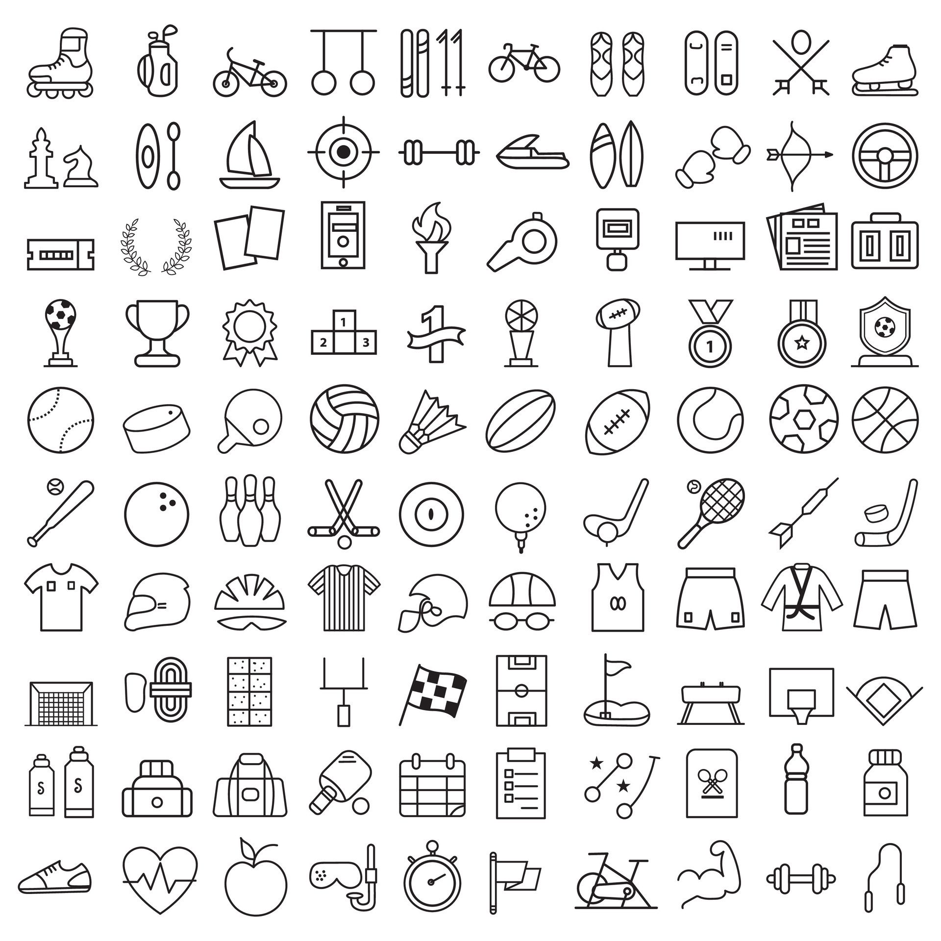 Sports icon set. Shapes Sports, Sports icon collection, Active lifestyle people and icon set, runners active lifestyle icons. Free Vector