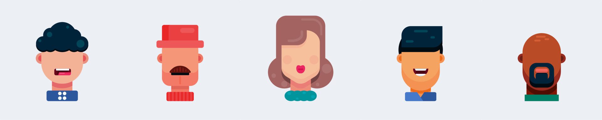 Flat character avatar icon. Funny bright vector illustrations Free Vector and Free SVG