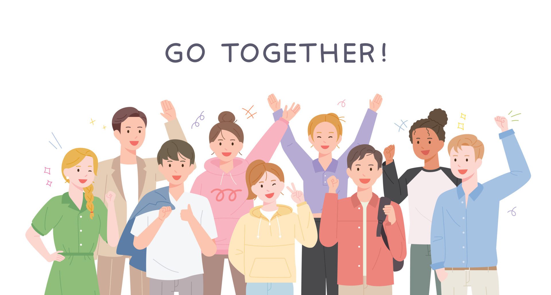 People of various races are making a gesture of support. Free Vector