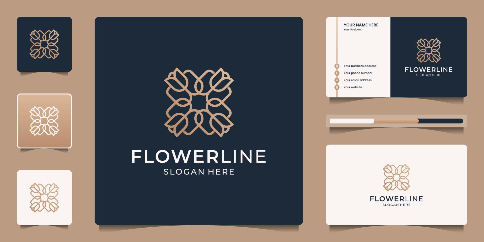 Abstract flower line logo design and business card template. Luxury ornament or mandala symbol. Stock Free and Free SVG