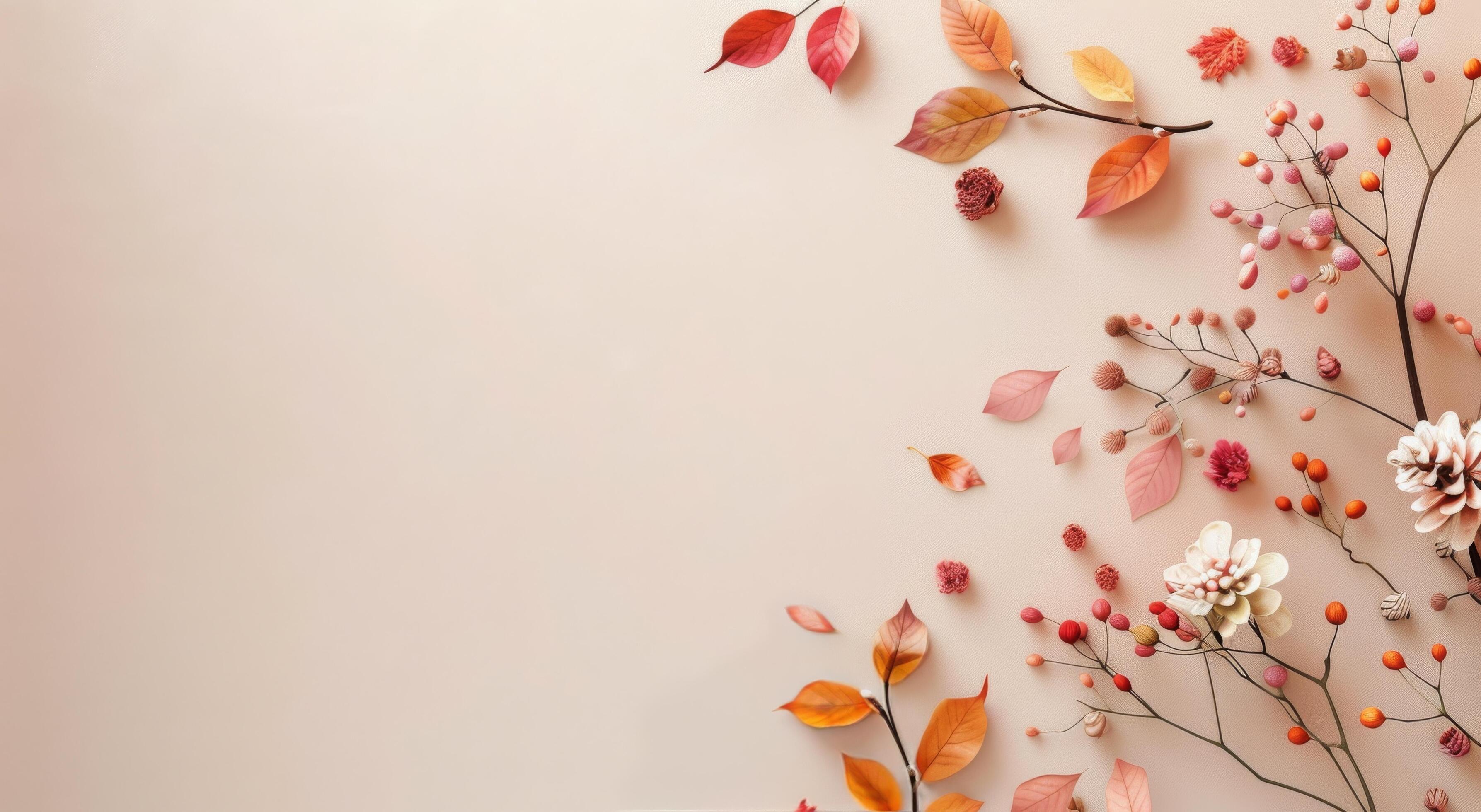 Autumnal Decor on Pink Background Stock Free