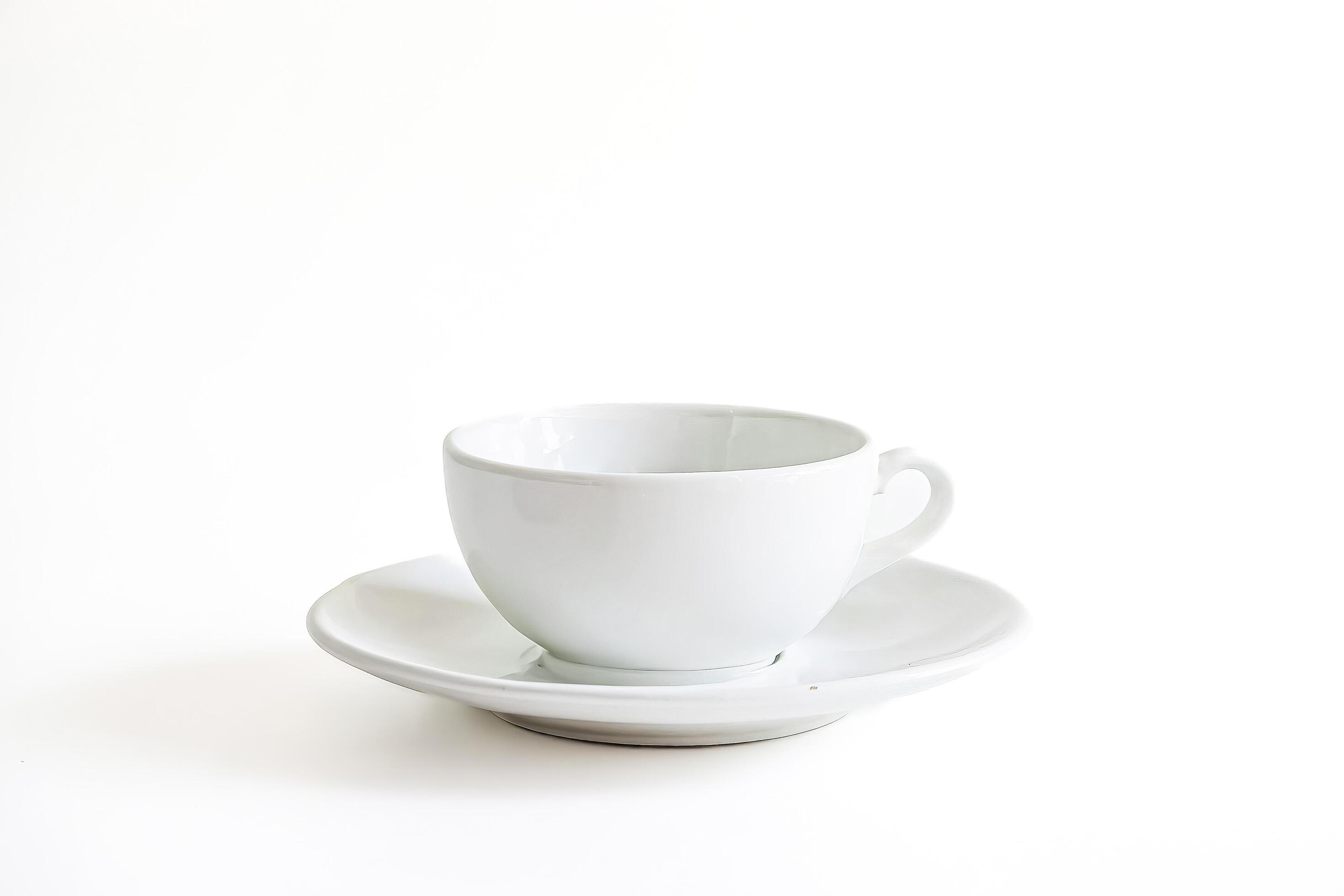 White Coffee Cup and Saucer on White Background Stock Free