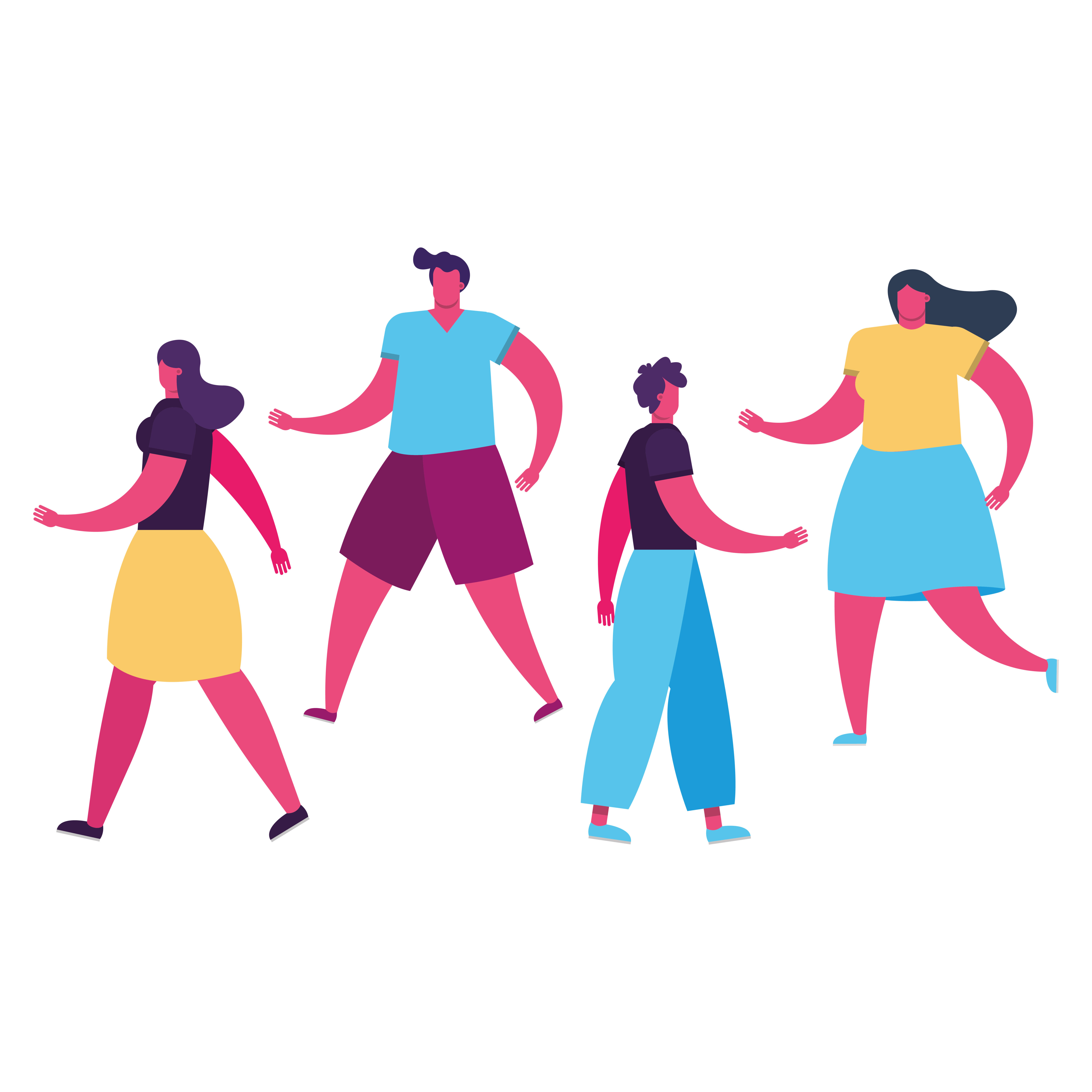 young people walking Free Vector