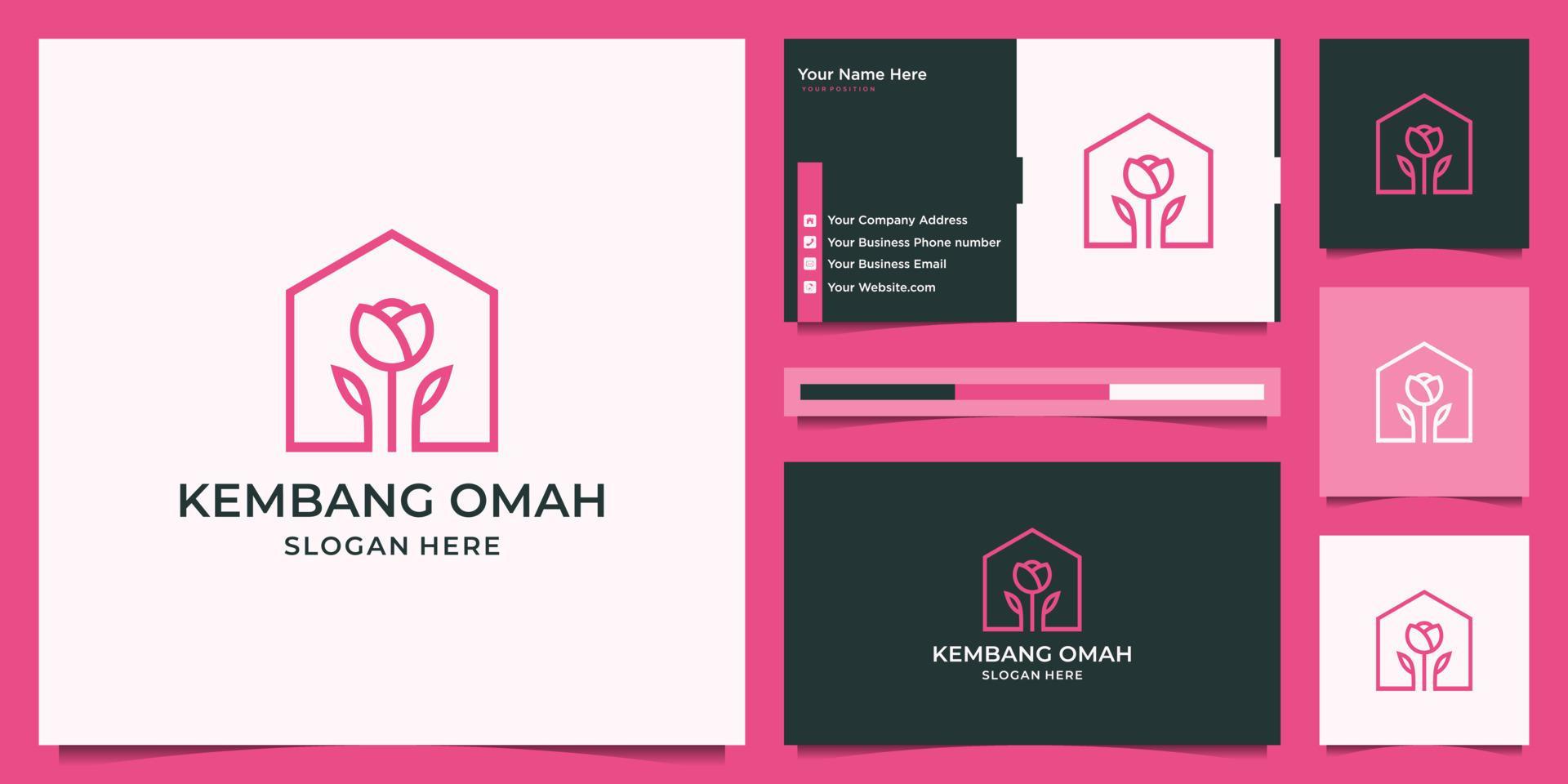 Elegant flower home logo design and business card. Stock Free and Free SVG