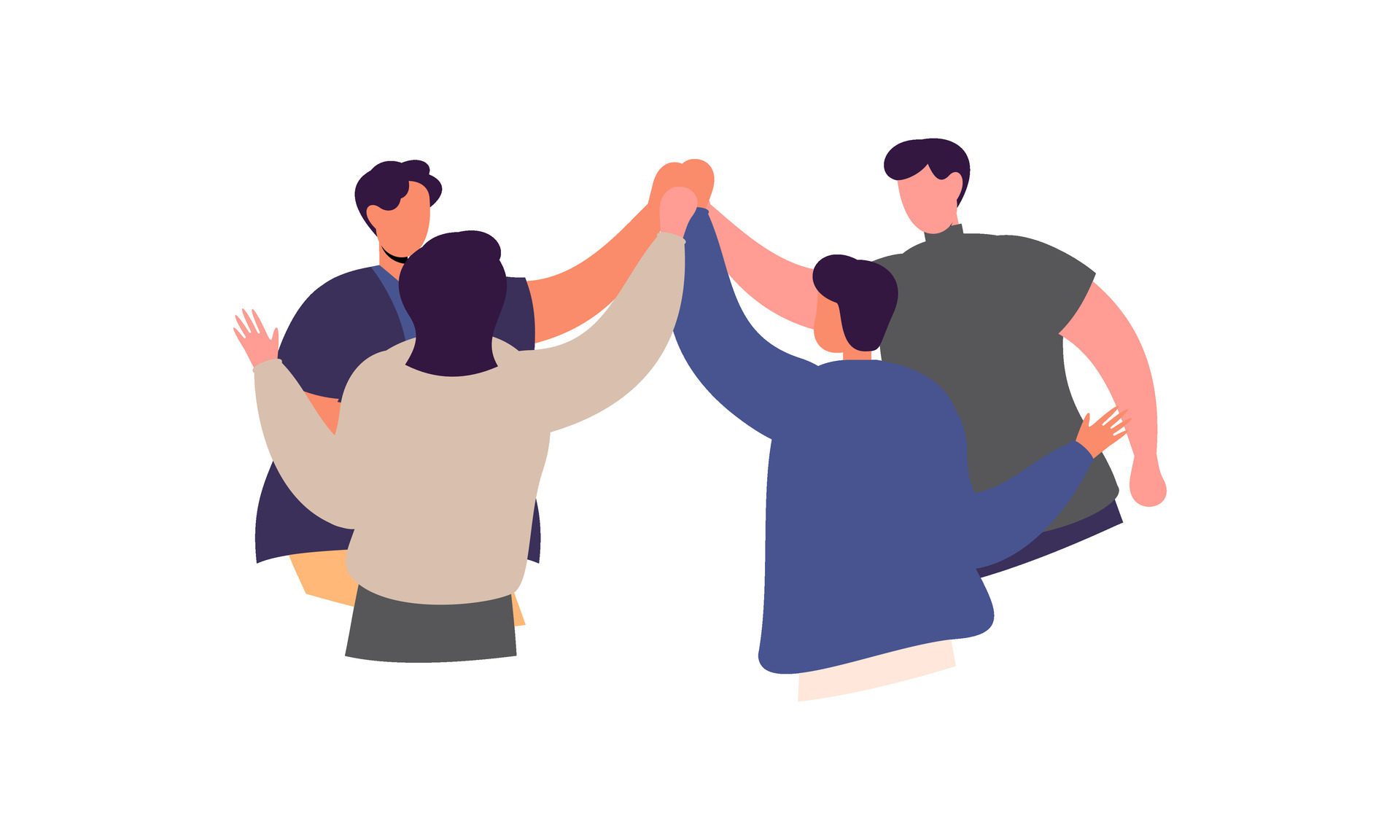 Happy Team of Business People Celebrate Success. Teamwork, Unity, and Support between Colleagues at Workplace Concept Free Vector