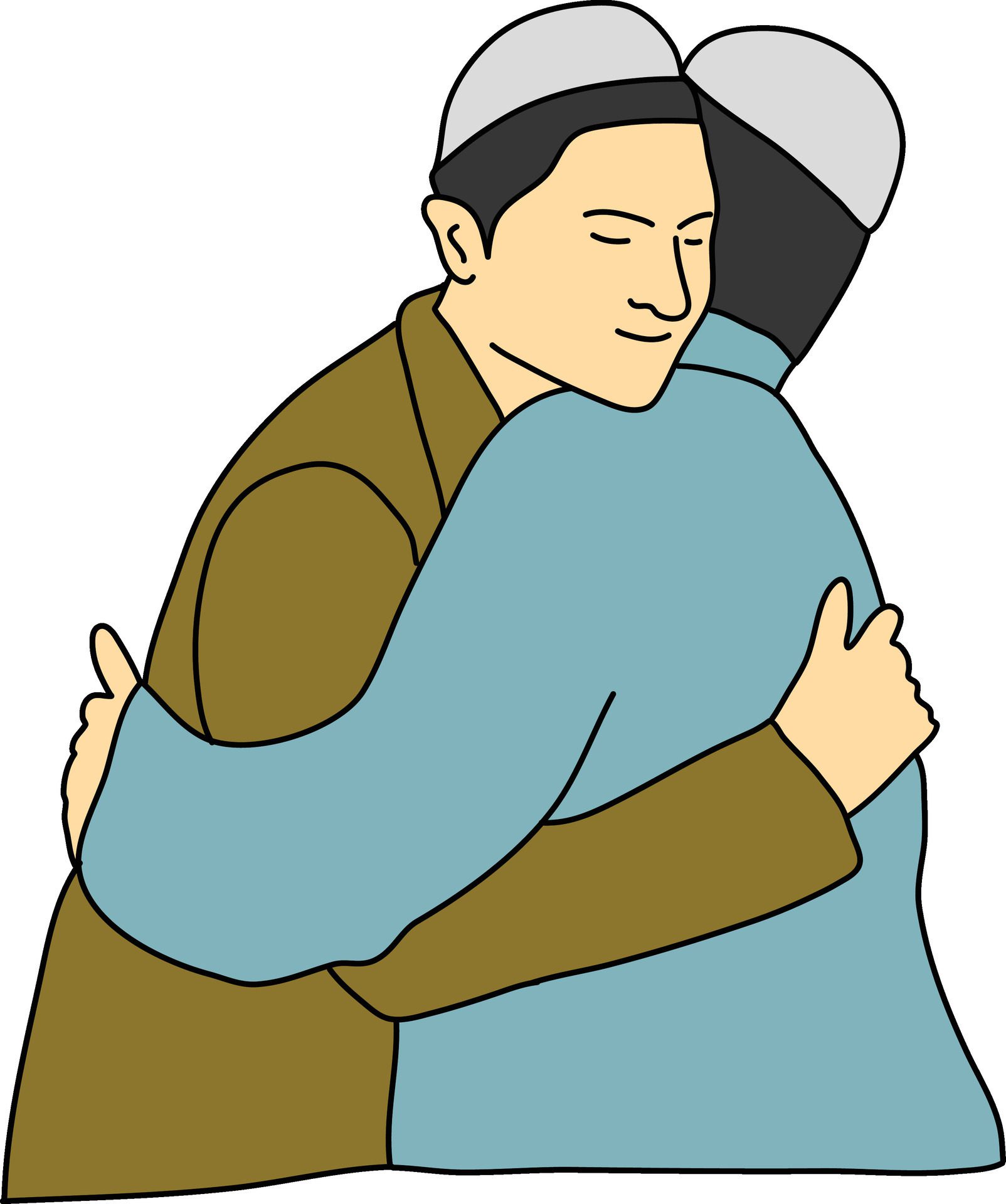 vector illustration of people hugging and wishing Eid Free Vector