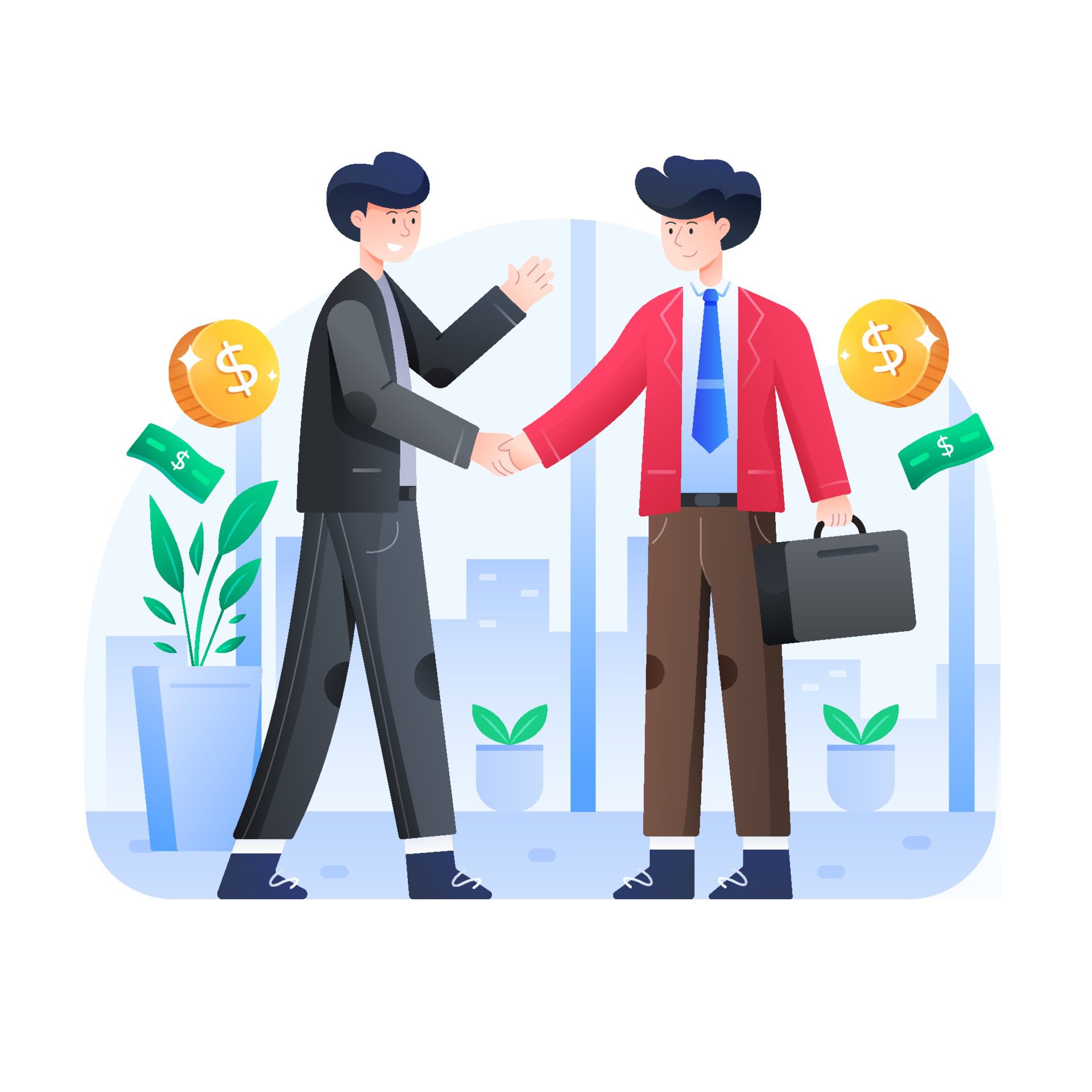 2 people shaking hands for business purposes Free Vector