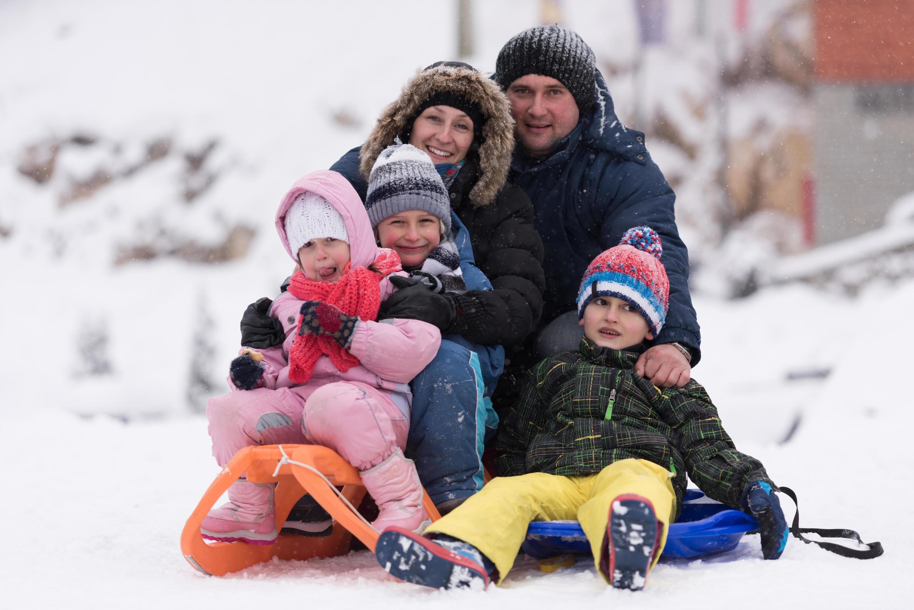 family portrait on winter vacation Stock Free