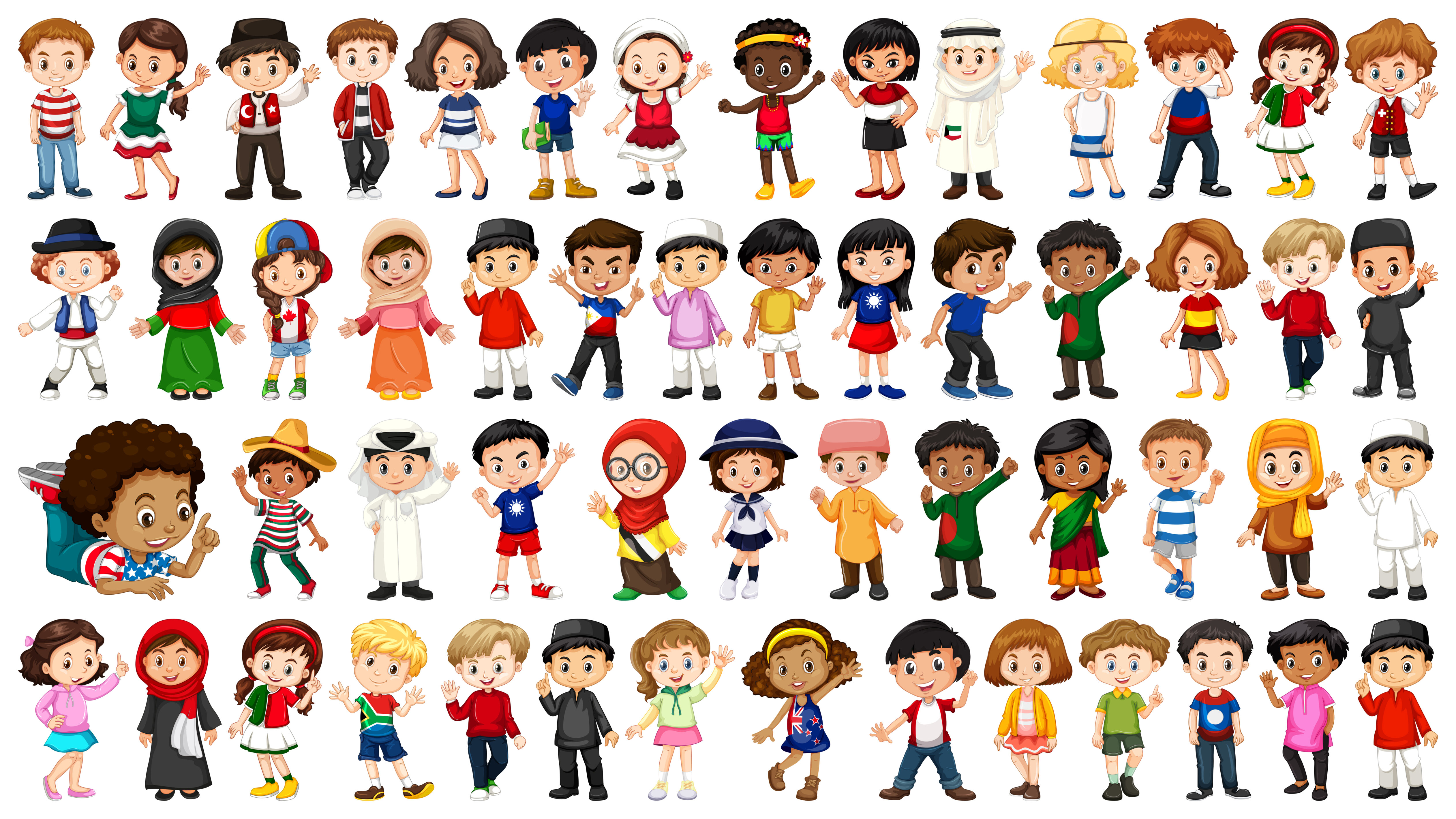 large set of ethnical people Free Vector