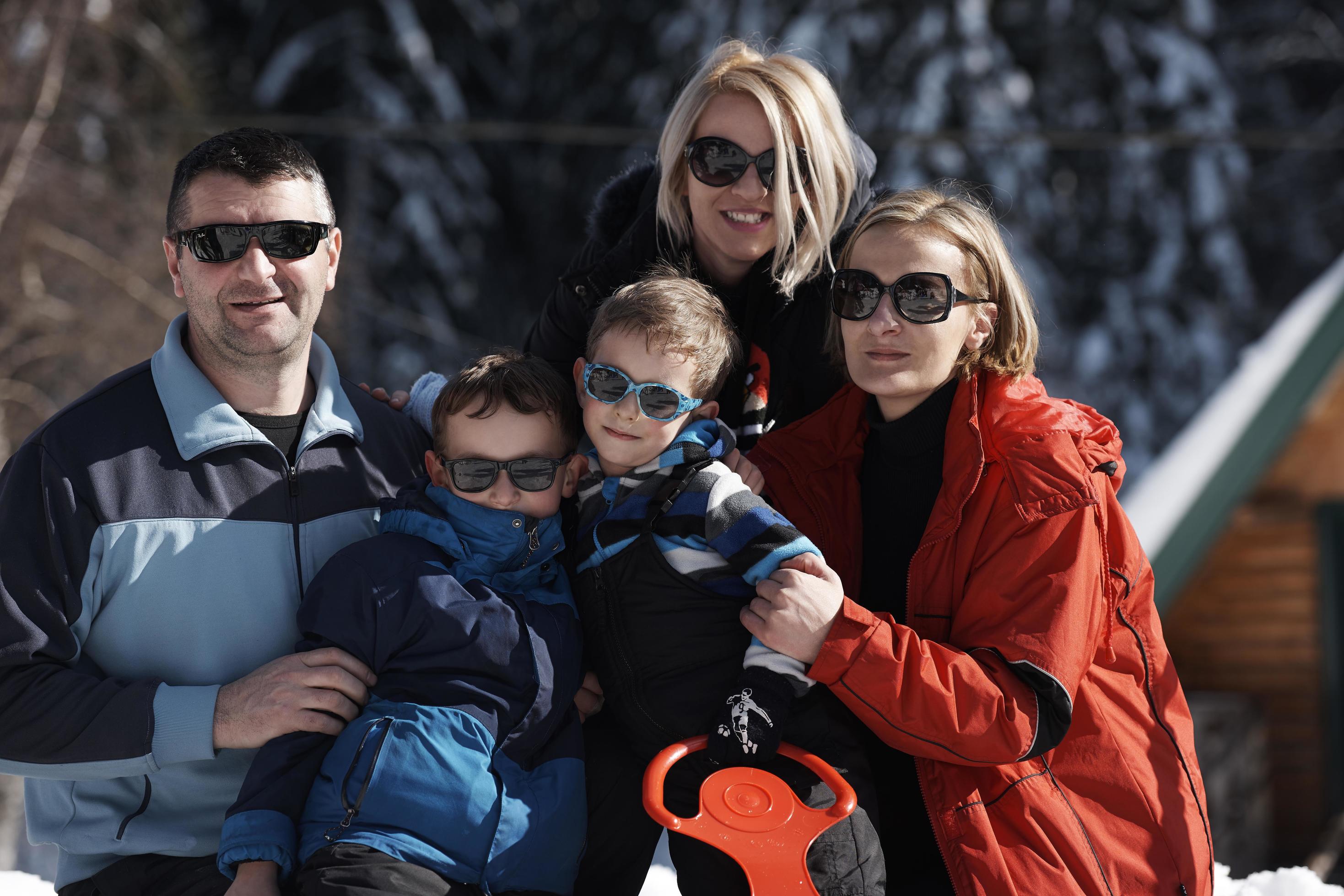 family portrait at beautiful winter day Stock Free