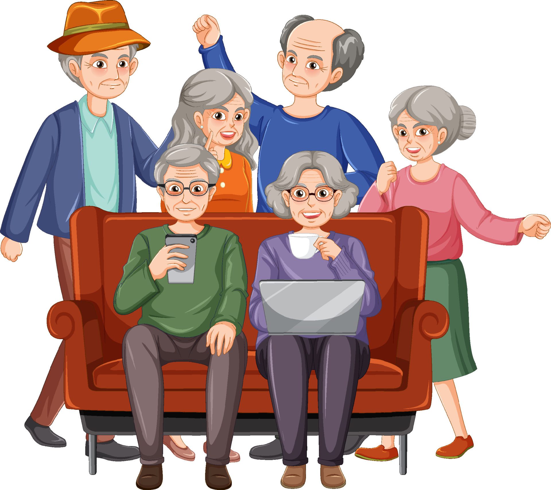 Happy senior people group Free Vector