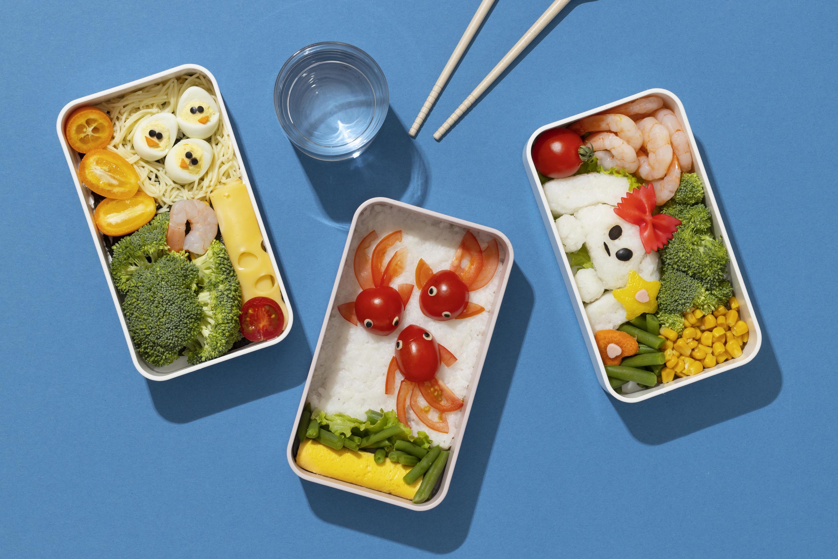 Top view composition food Japanese bento box Stock Free