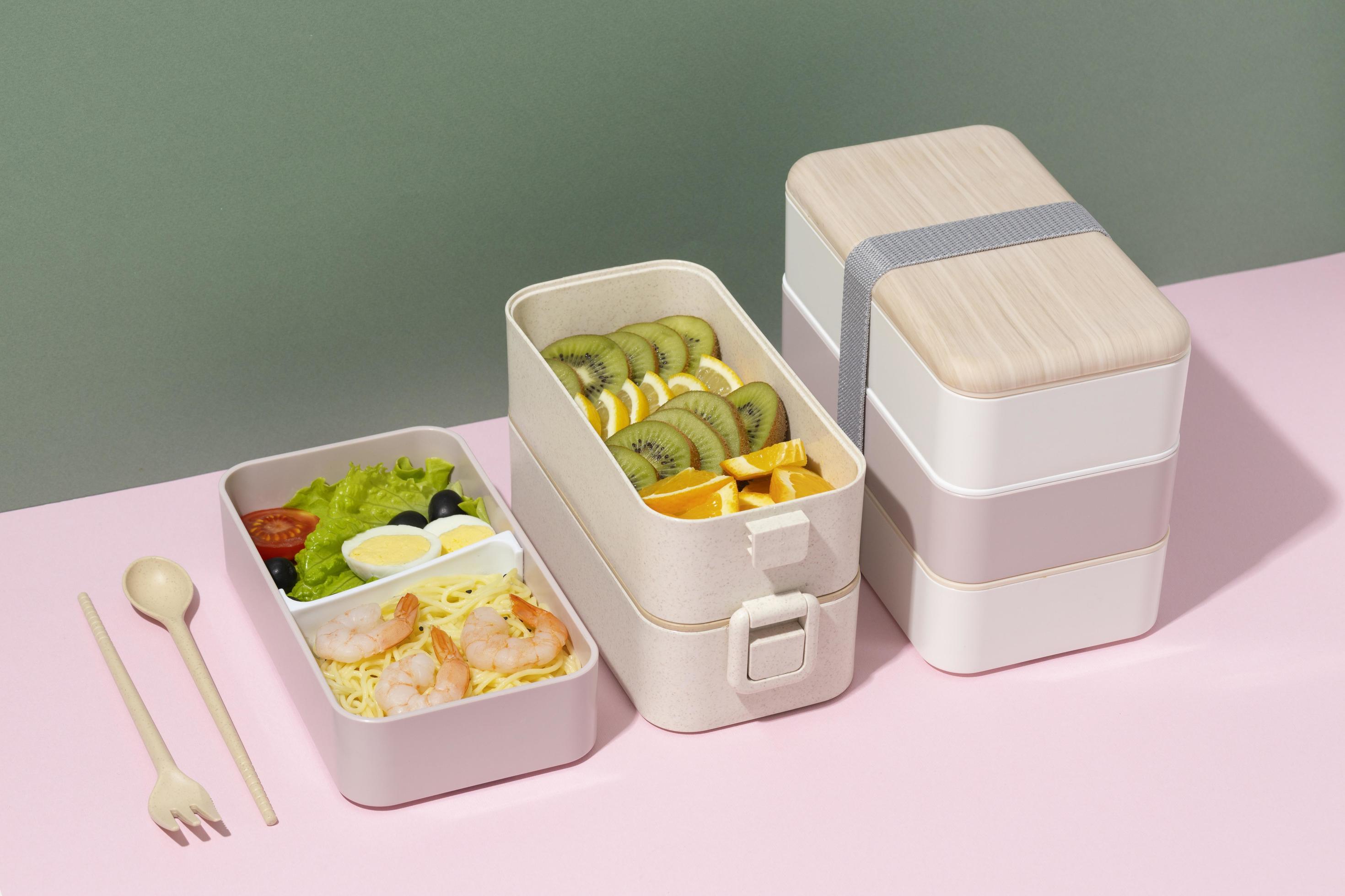 Top view composition food Japanese bento box Stock Free