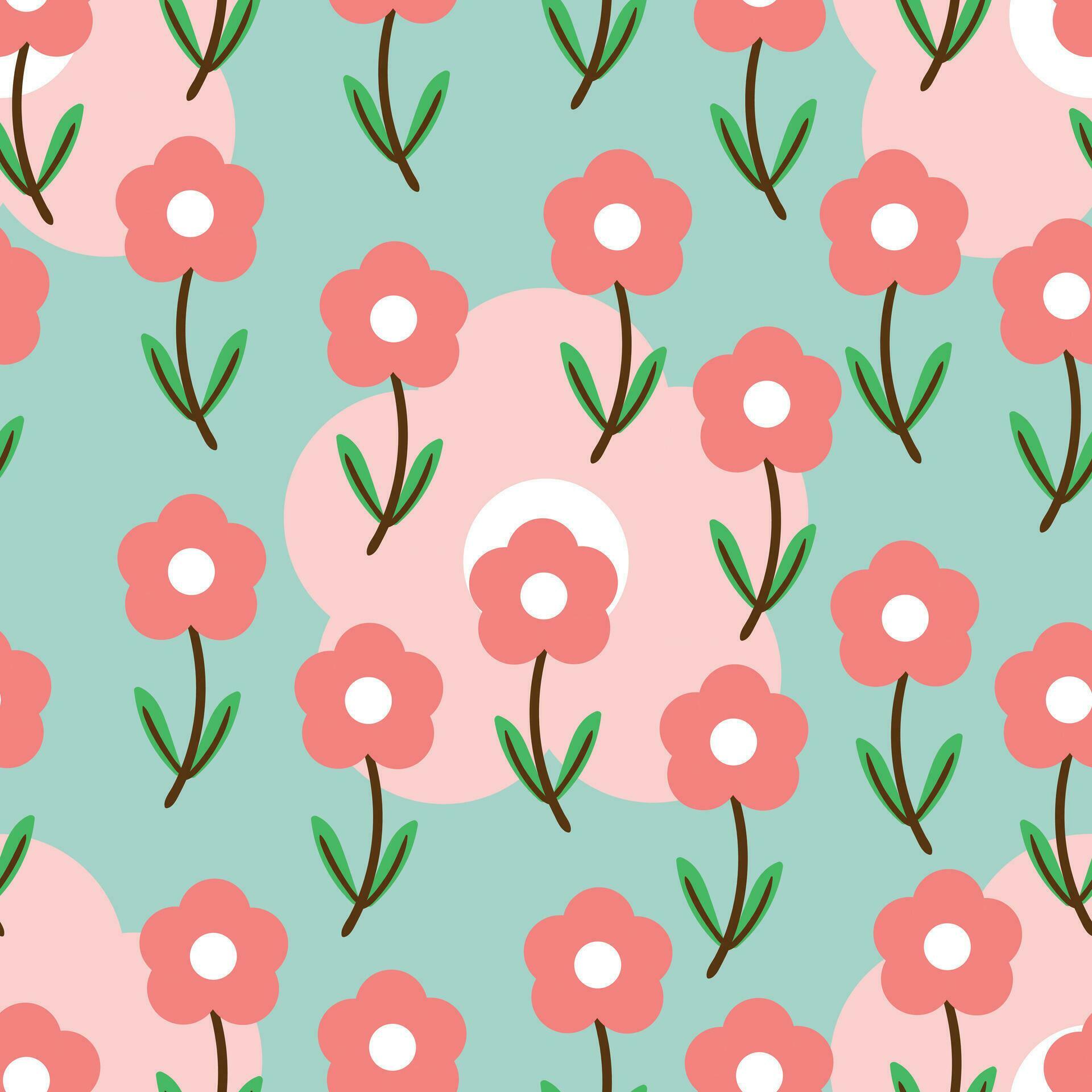 seamless pattern cartoon flower and leaves. botanical wallpaper for textile, gift wrap paper Stock Free