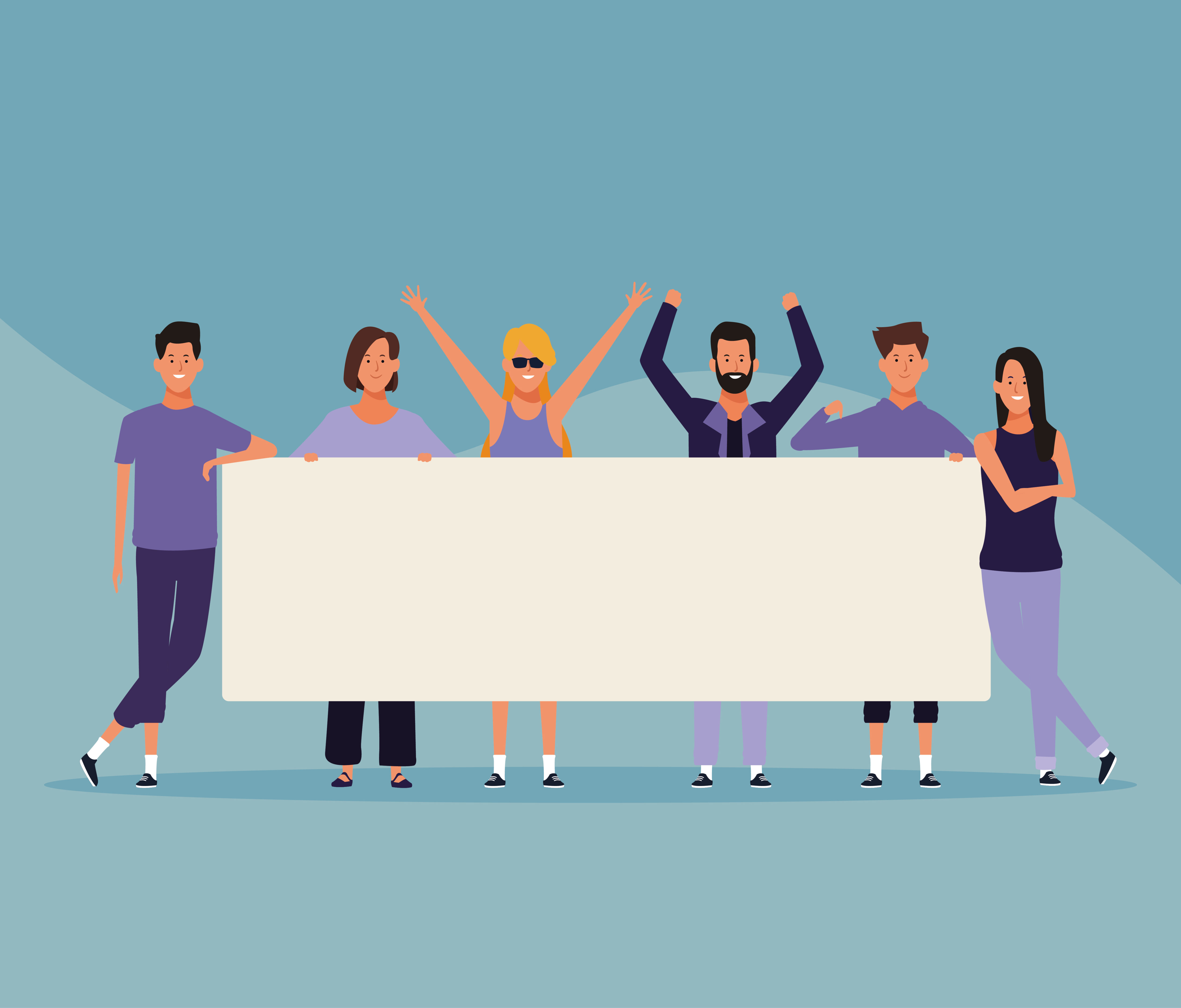 people with posters Free Vector