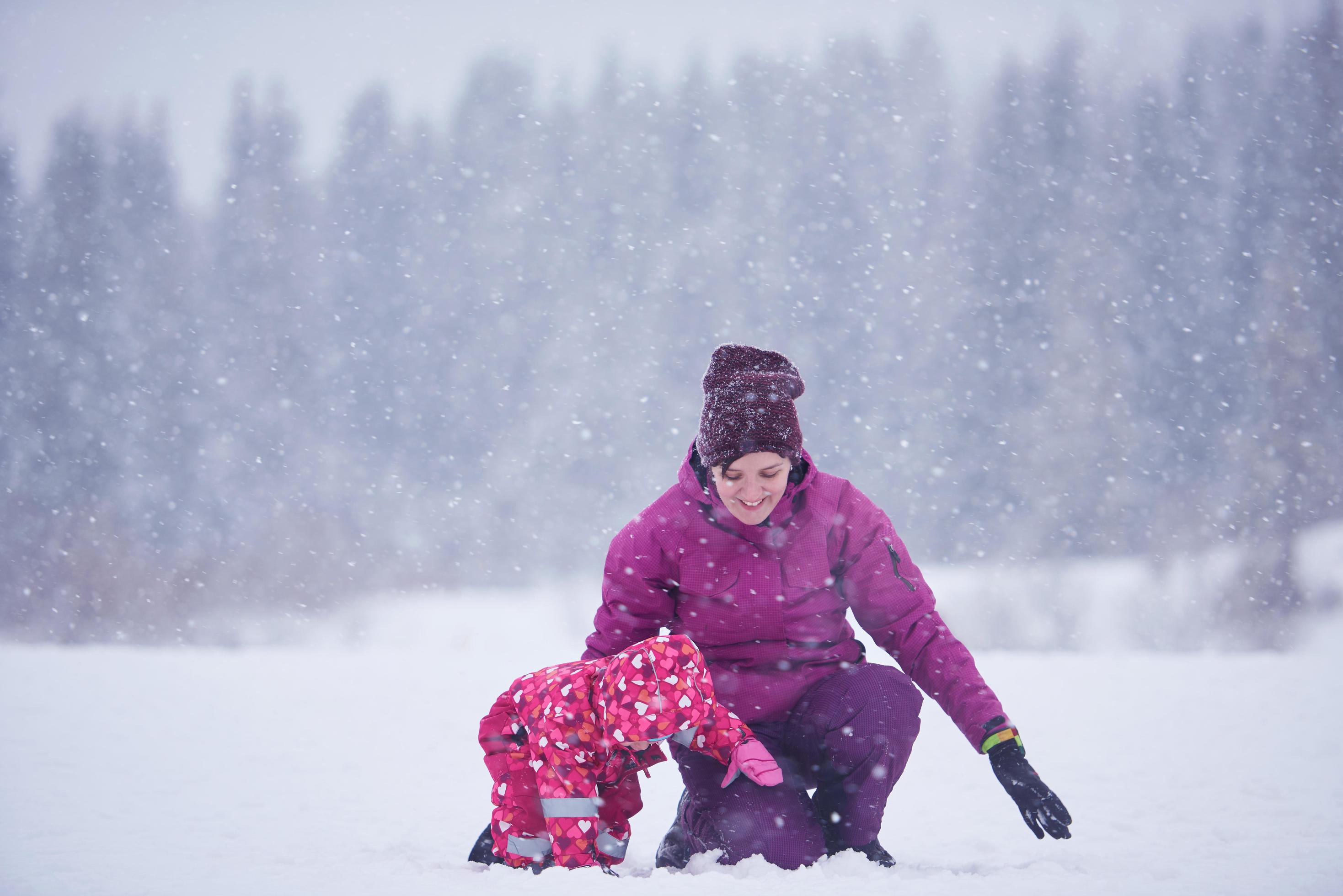 Family in snow Stock Free