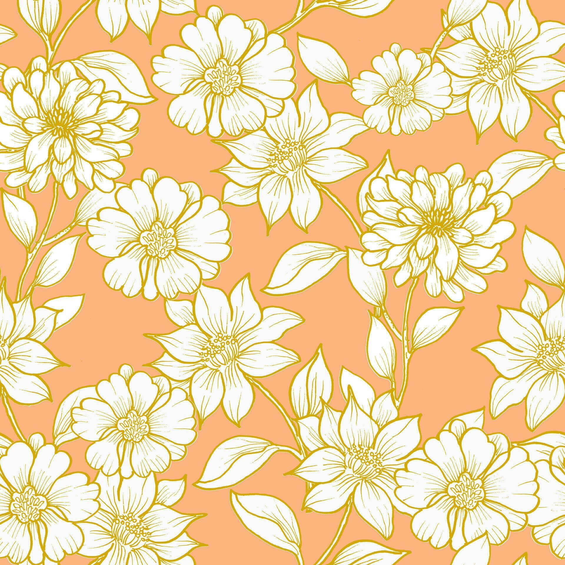 Hand Drawn Gold Dahlia Flower Seamless Pattern Stock Free and Free SVG