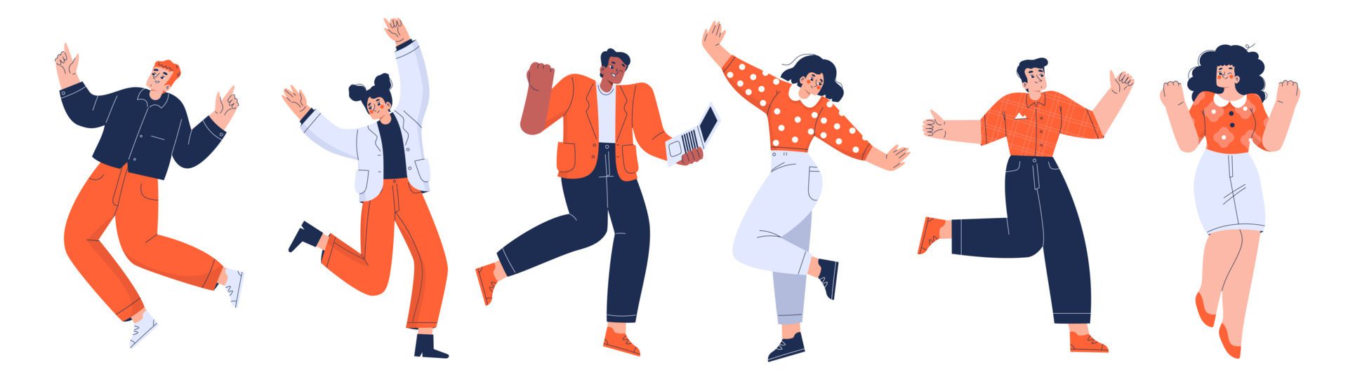 Happy young people, workers dance and joy Free Vector