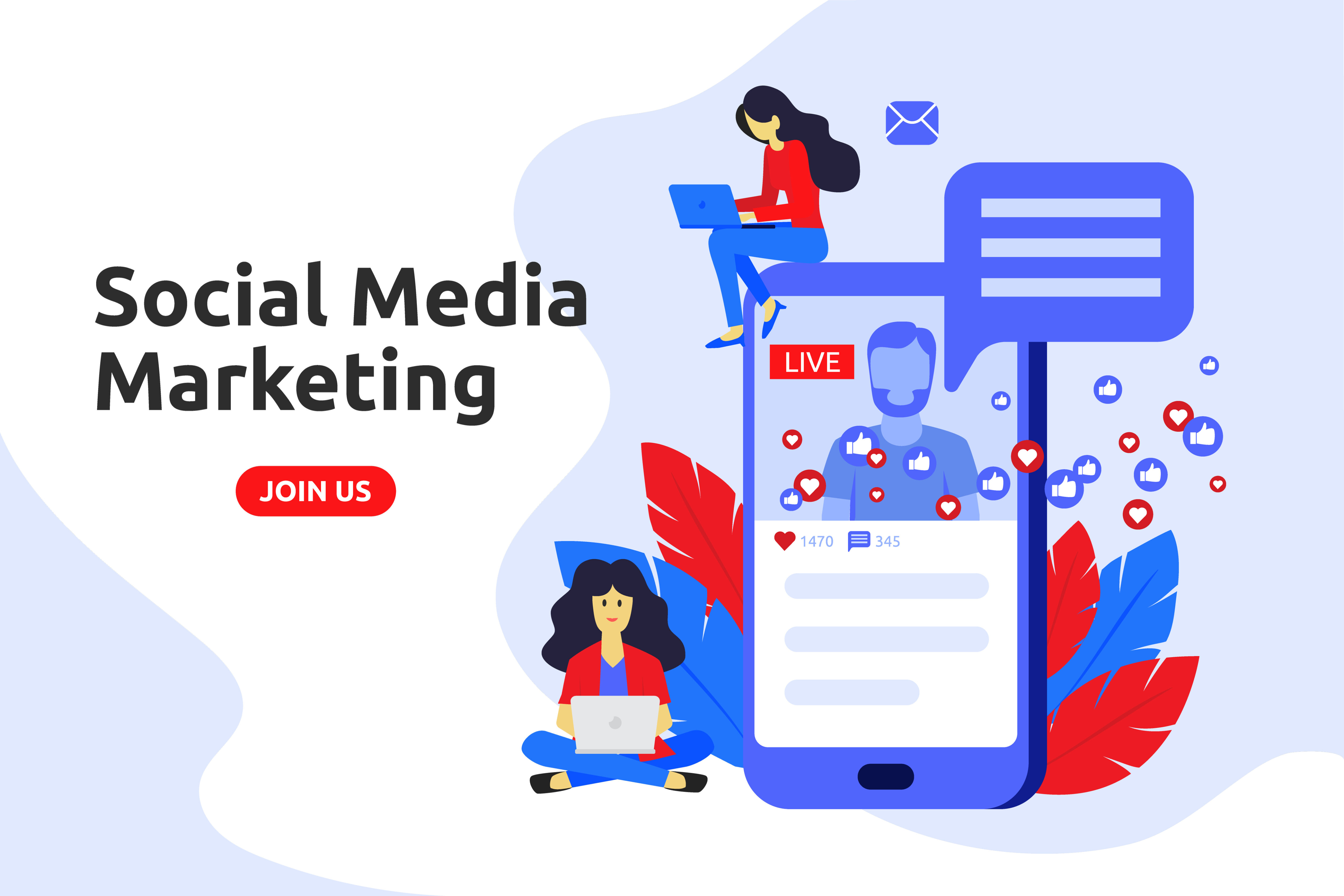 Modern flat design concept for social media marketing. Male broa Free Vector