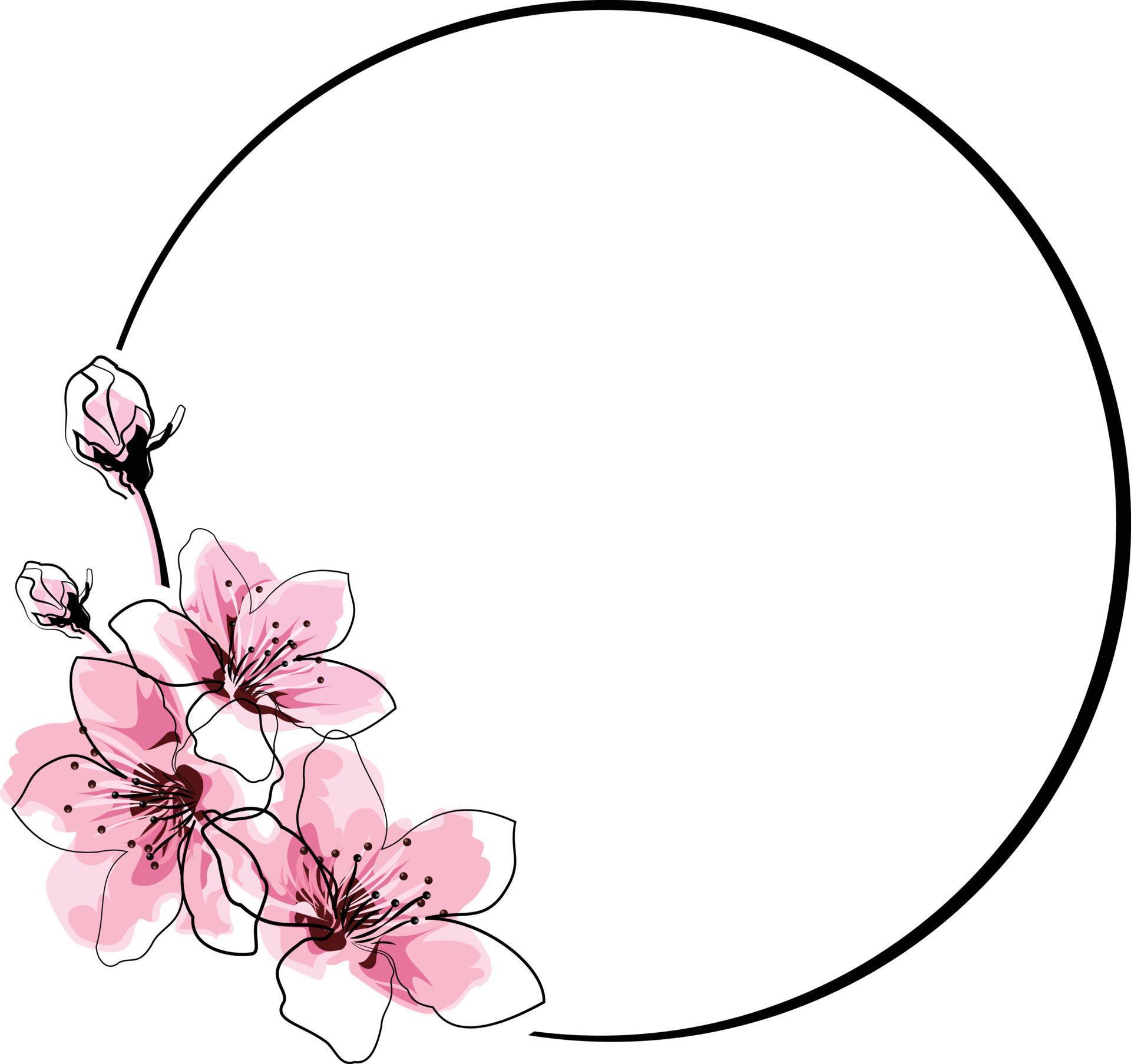 Circular frame decorated with some flowers Stock Free