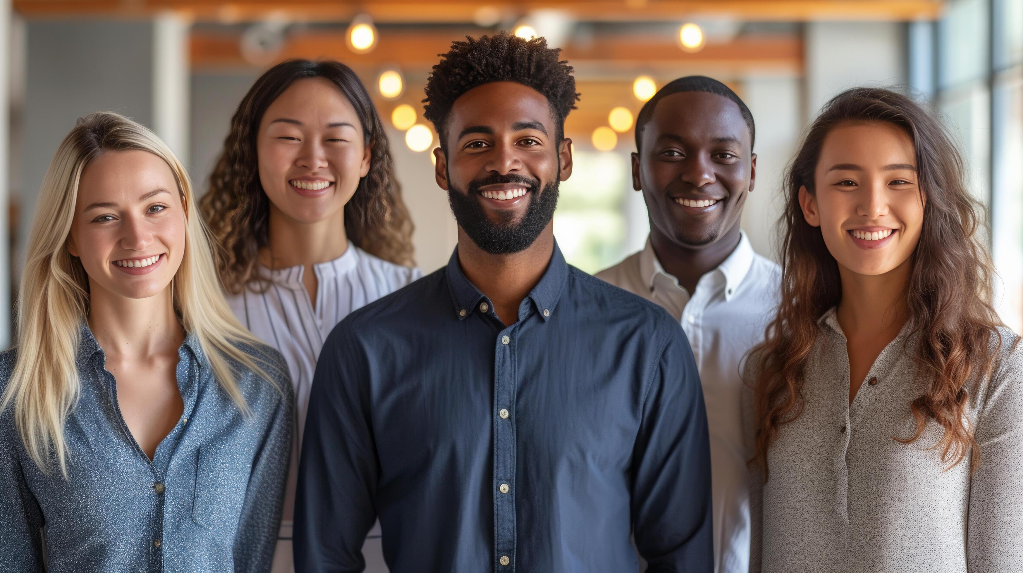 AI generated A Multiracial Business Team in the Office, Smiling at the Camera Stock Free