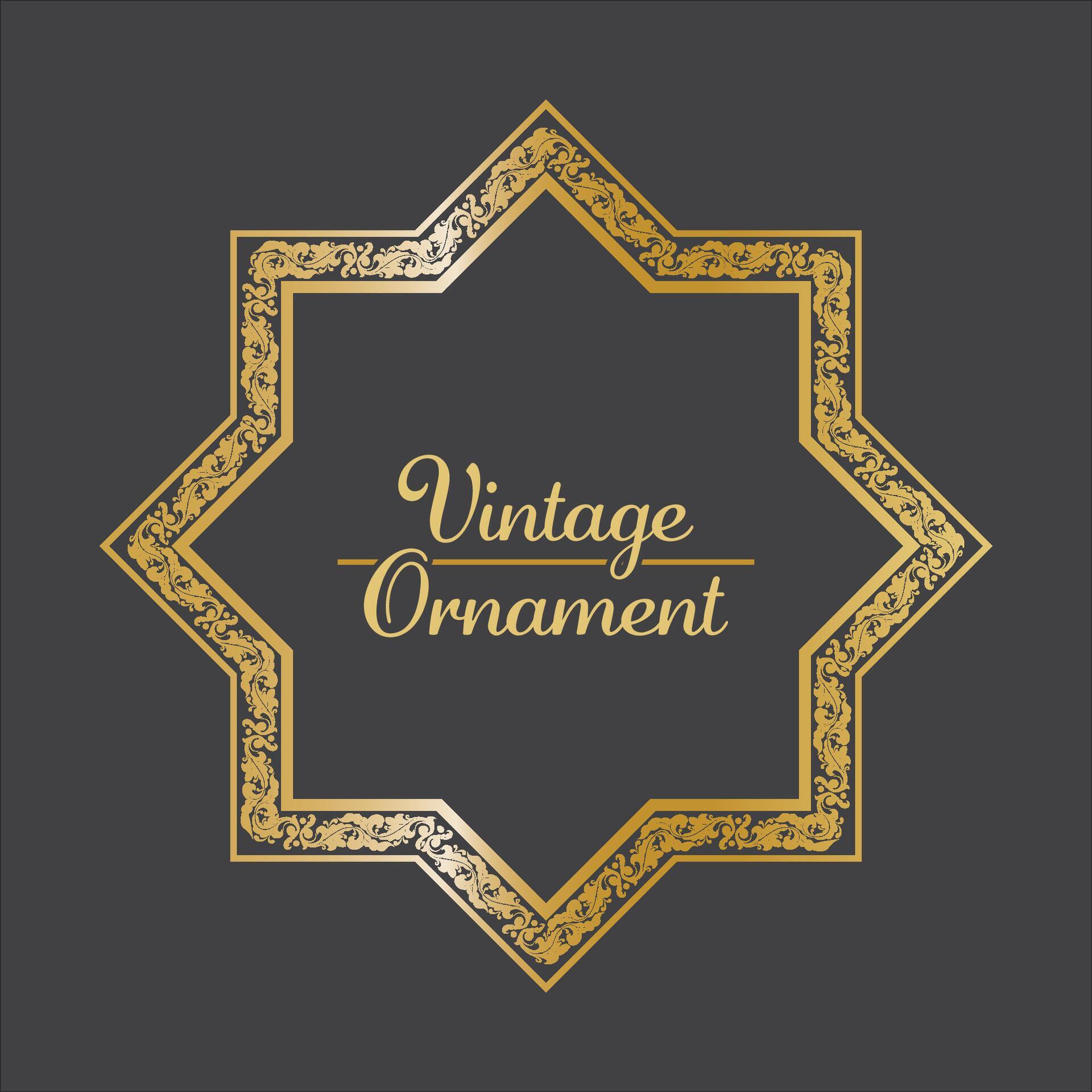 Golden Vintage frame Ornament in 8 stars shape.Golden Border ornament.Suitable for islamic label or banner. golden star Calligraphic frame . Stock Free
