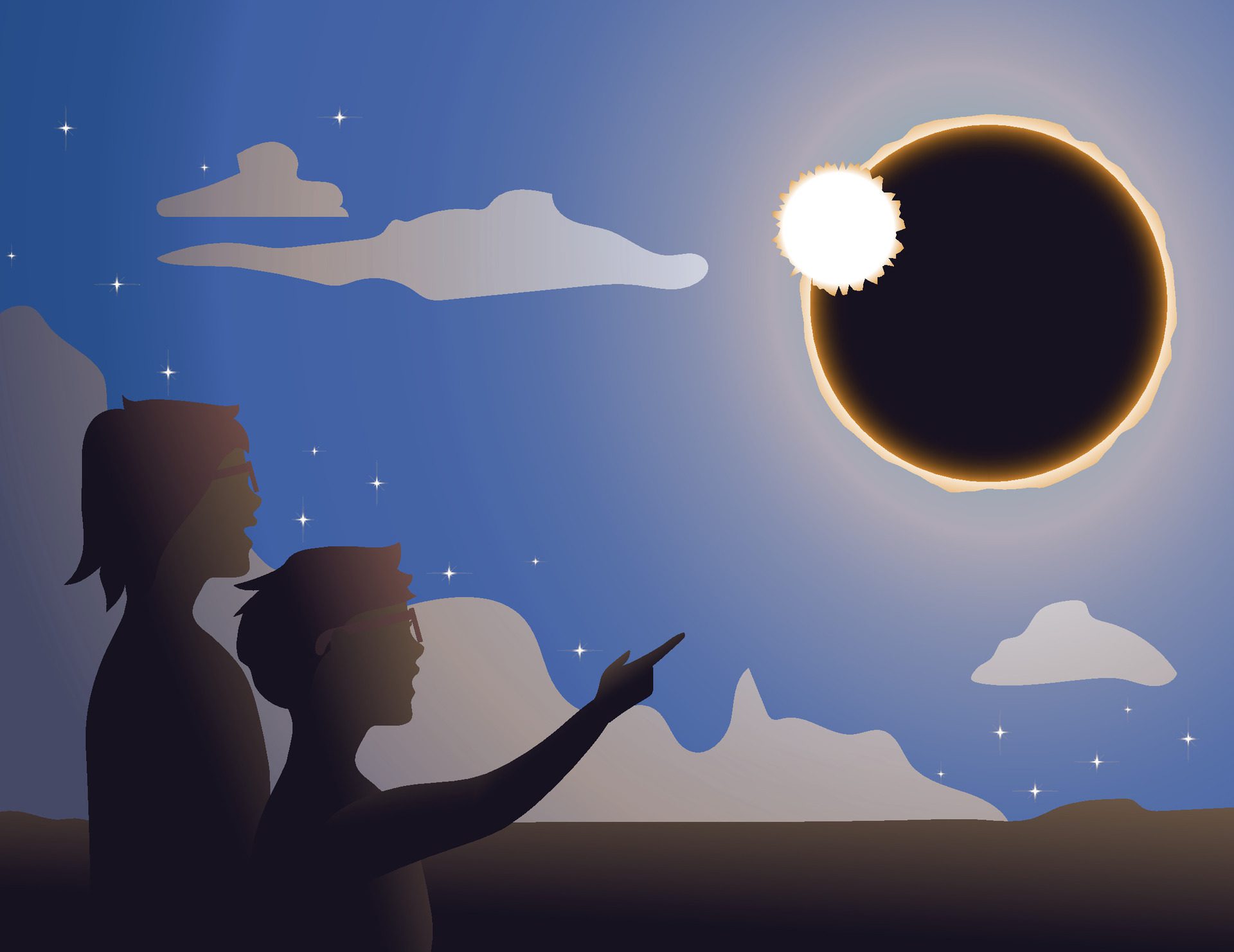 People viewing the Solar Eclipse Free Vector