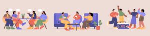 friends-meeting-hobby-diversity-happy-people-free-vector