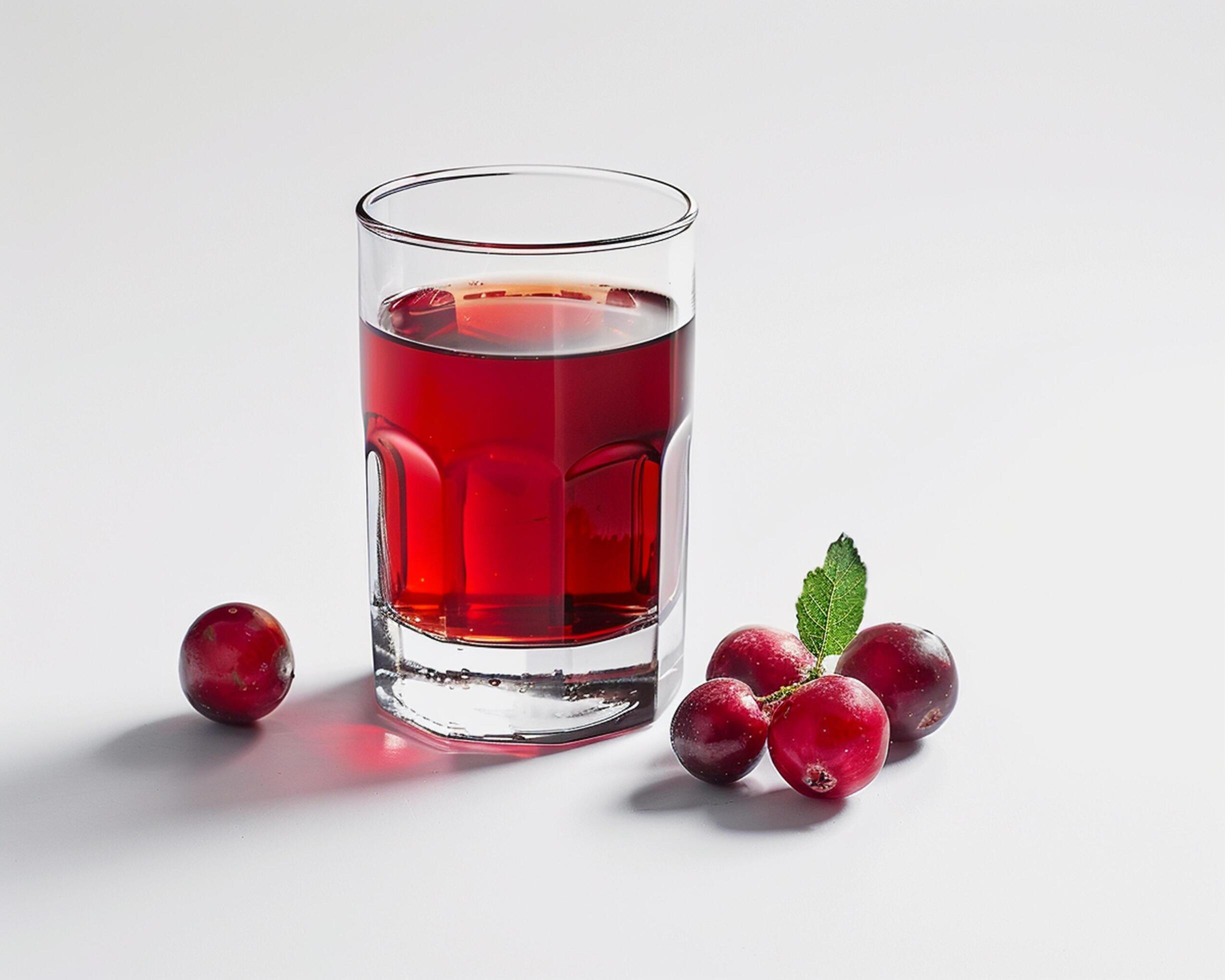 a glass of cranberry juice with berries Stock Free