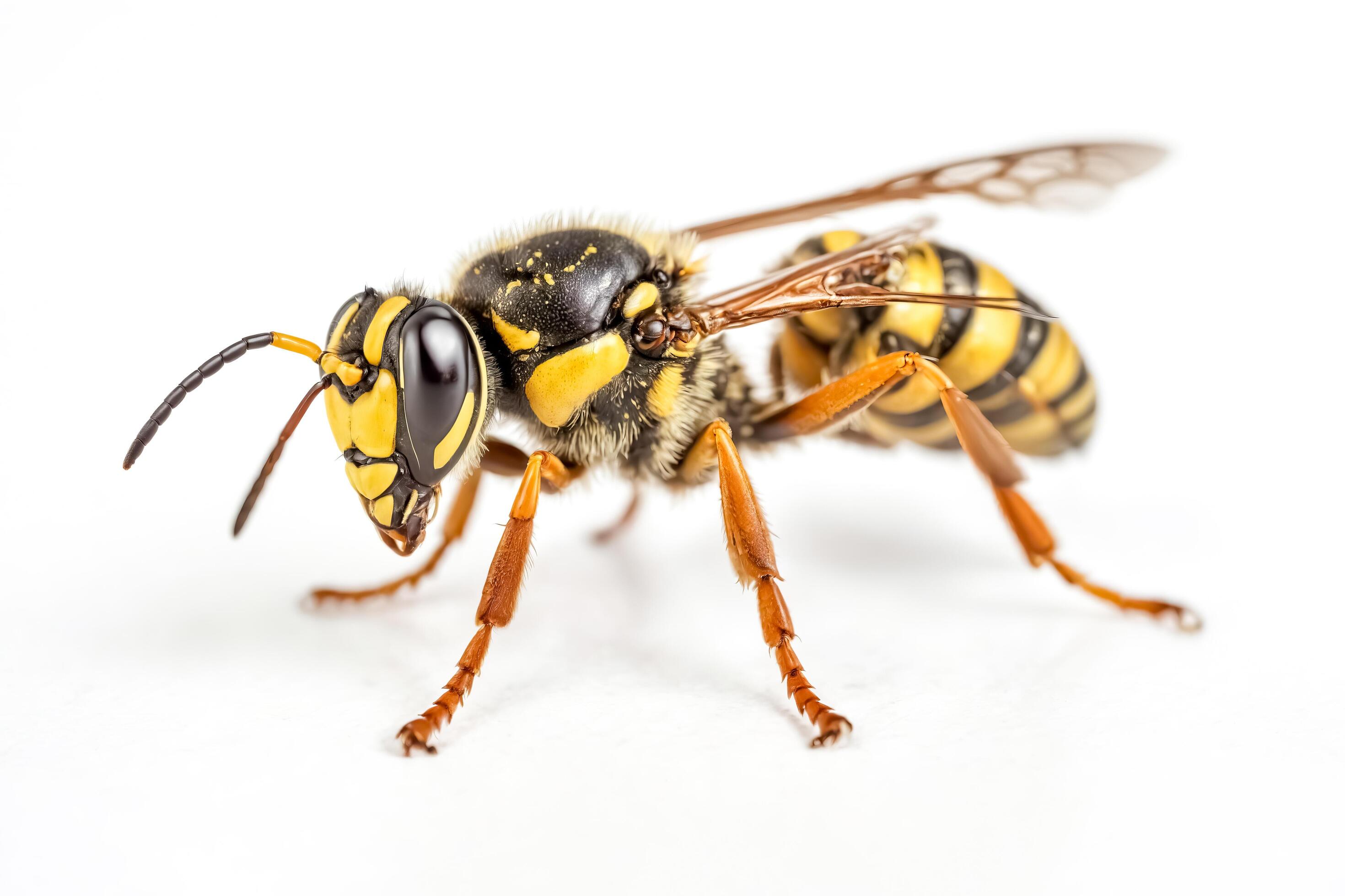 Close-up of a Wasp on a White Background Stock Free