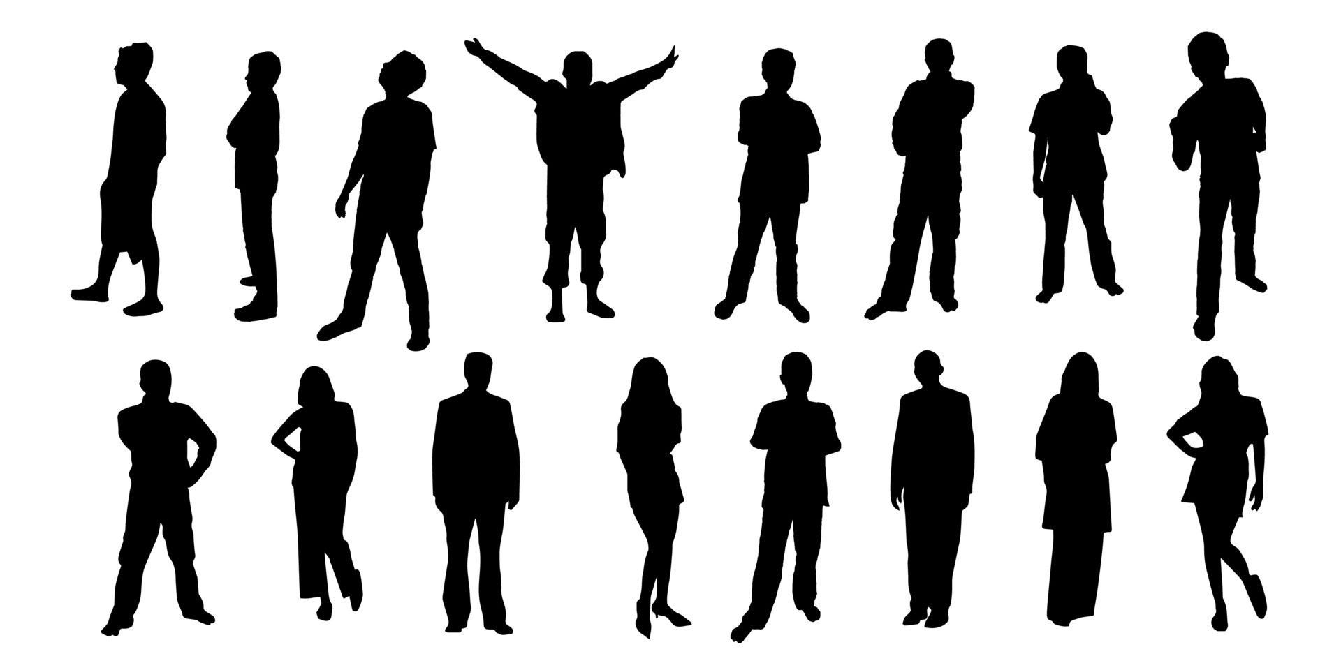 
									silhouettes of people. sketch flat black. Free Vector