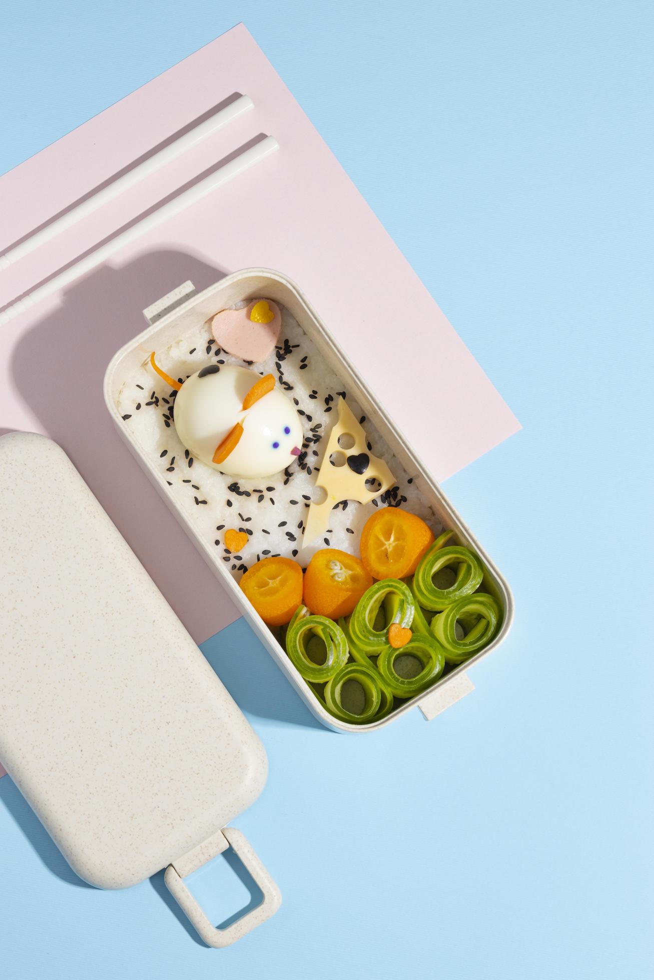 Top view composition food Japanese bento box Stock Free