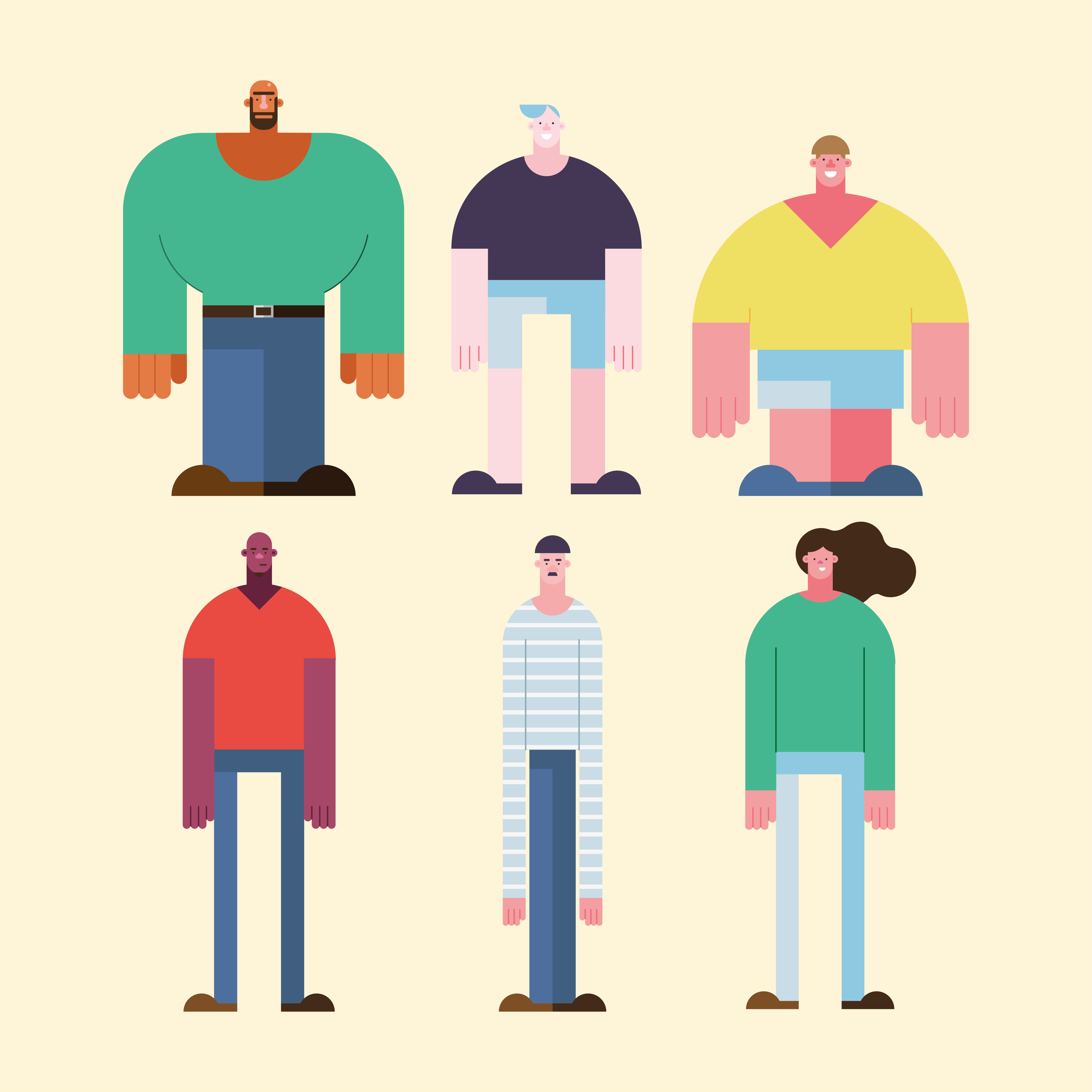 six diversity people Free Vector